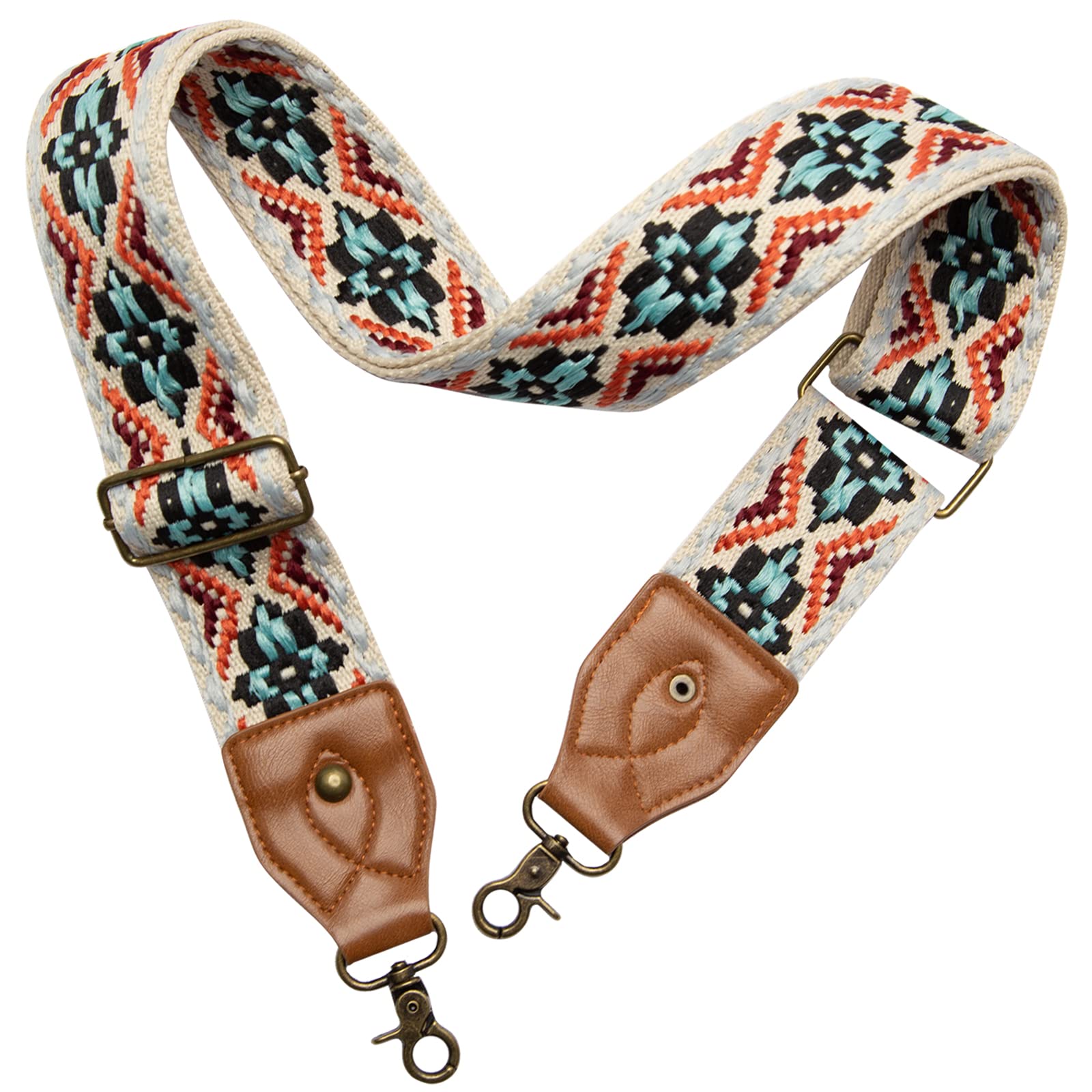 Vintage Jacquard Adjustable Leather Purse Strap - 2