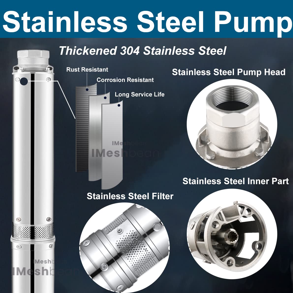 0.5HP/1HP/2HP Stainless Steel Deep Well Submersible Water Pump with 100ft Power Cord & Control Box - Heavy Duty for Home, Farm, Irrigation & Water Supply (1HP 110V)