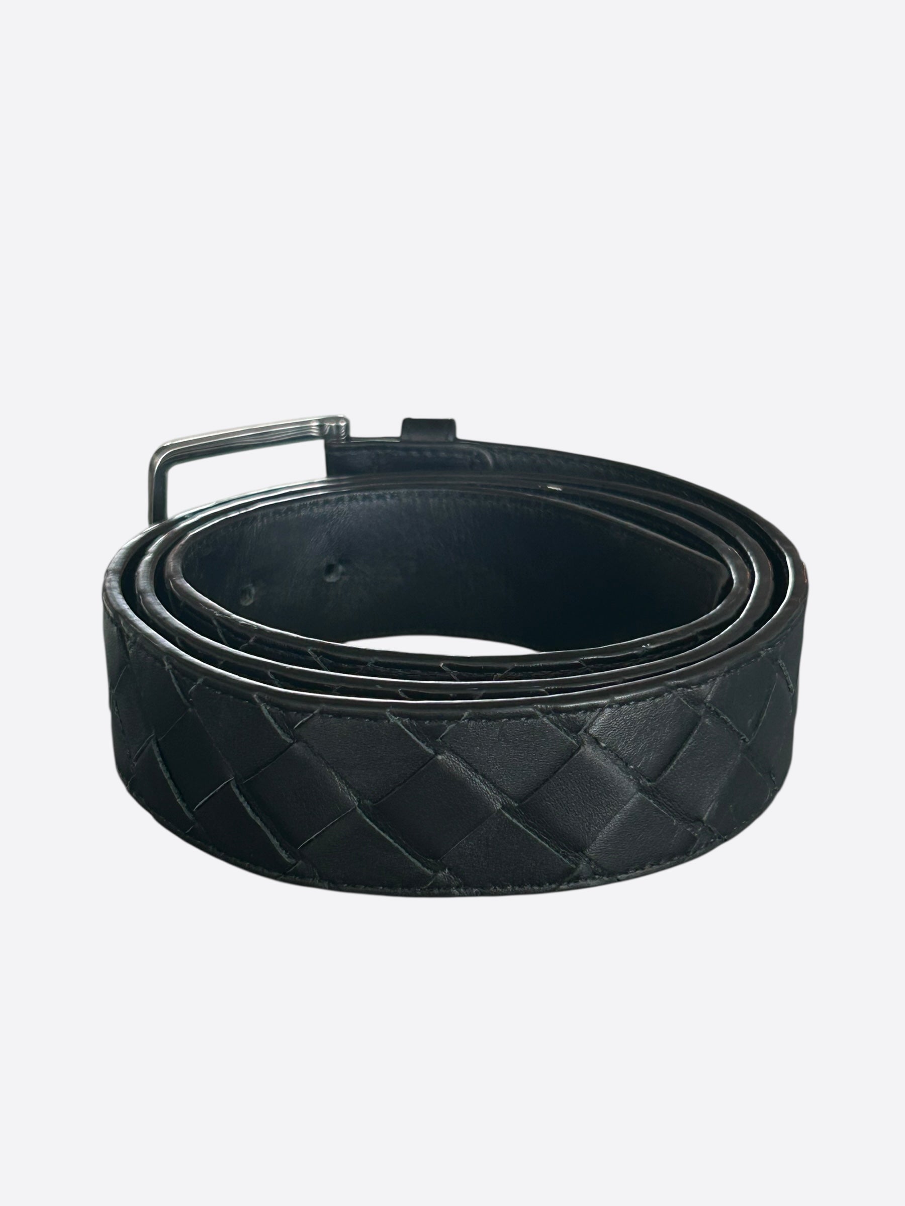 Bottega Veneta Black Leather Intrecciato Belt for Men & Women | Luxury Woven Designer Belt | Perfect for Office, Date Night & Formal Occasions