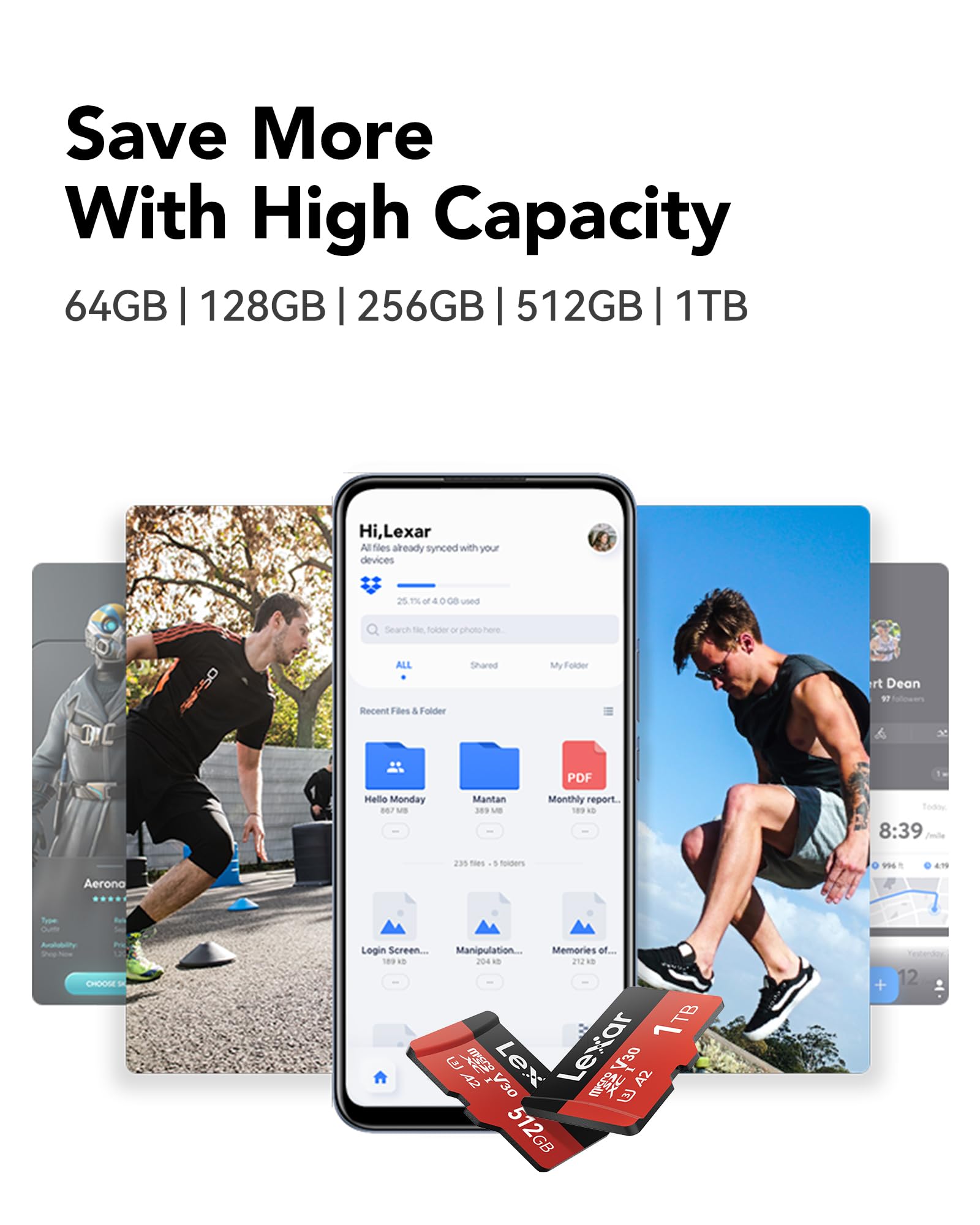 Lexar 1TB Micro SDXC Memory Card - 160MB/s Read, 120MB/s Write - A2, U3, V30, C10 Class - Includes SD Adapter - Perfect for 4K Video, Smartphones, Drones & Action Cameras