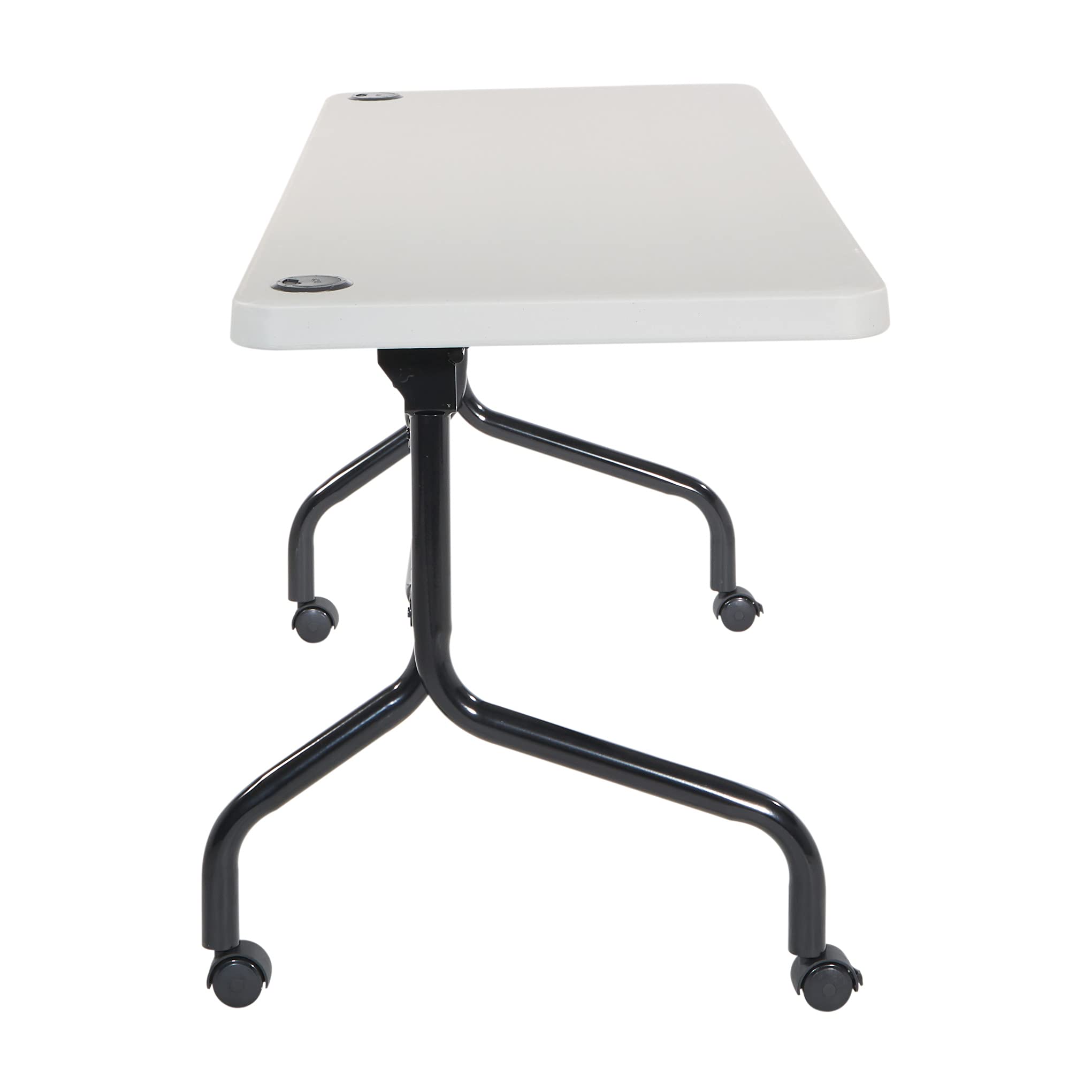 Office Star 5-Foot Resin Multipurpose Flip Training Table with Locking Casters - Light Gray Folding Table for Home Office, Classroom, Conference Room & Event Space