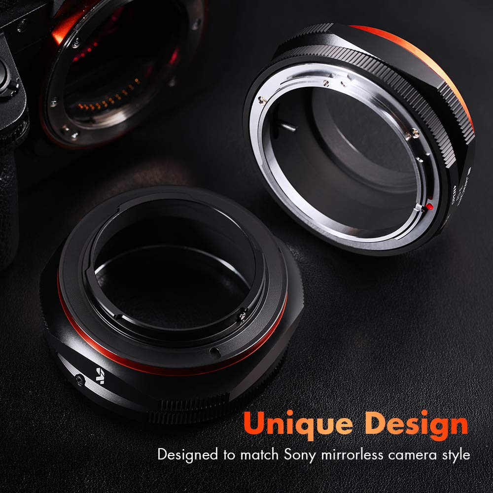 K&F Concept FD to E Mount Lens Adapter - Compatible with Canon FD/FL Lenses to Sony E NEX Mount Mirrorless Cameras (A6000, A6400, A7II, A5100, A7, A7RIII) - Matte Finish Design for Professional Photography & Videography