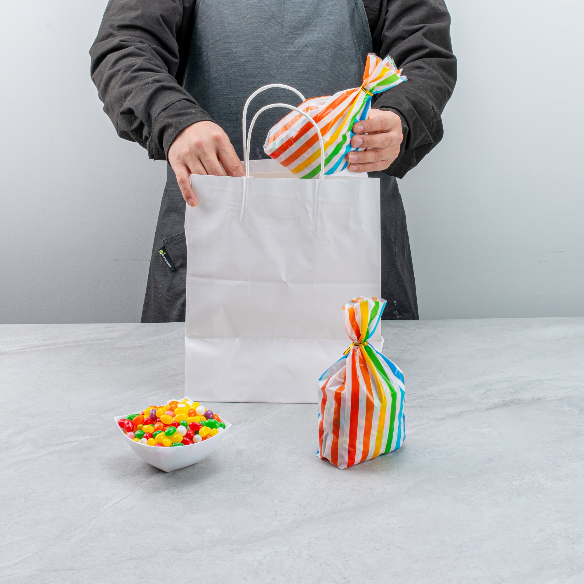 Rainbow Plastic Candy Bags - Gusseted 4 x 2 x 9.5 Inches - 4000 Count Bulk Box for Parties, Baking & Retail Packaging