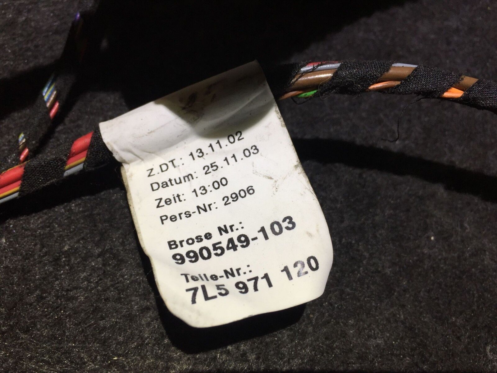 04 05 06 Porsche Cayenne Front Right Passenger Door Wire Harness 7L5971120 OEM - Perfect for Electrical Repairs & DIY Car Maintenance