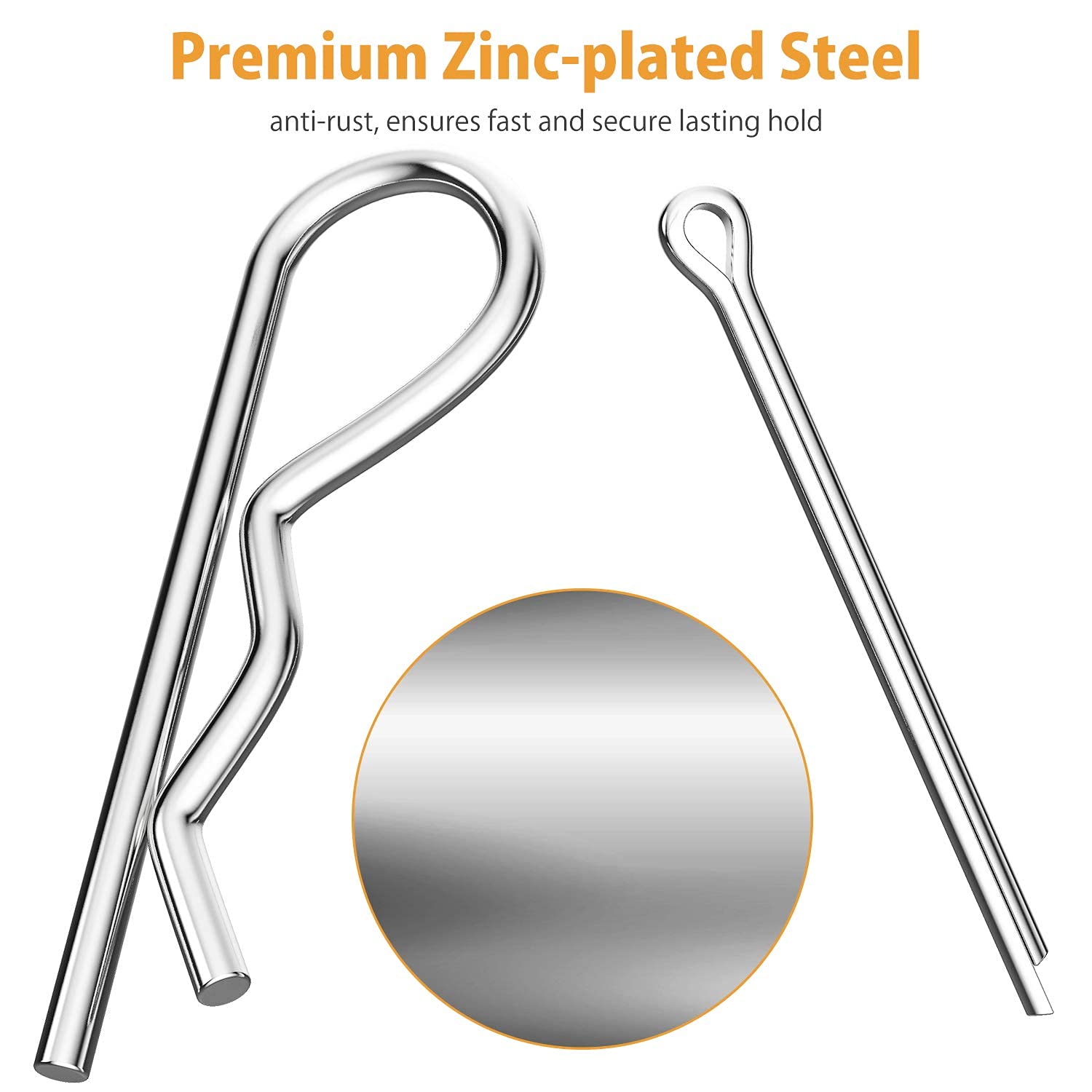 410Pcs Cotter Pins Assortment Kit - Zinc Plated Steel Hitch Pin R Clips with Plier for Trailer, Truck, Lawn Mower - Heavy Duty Fasteners for Automotive, Machinery & DIY Repairs