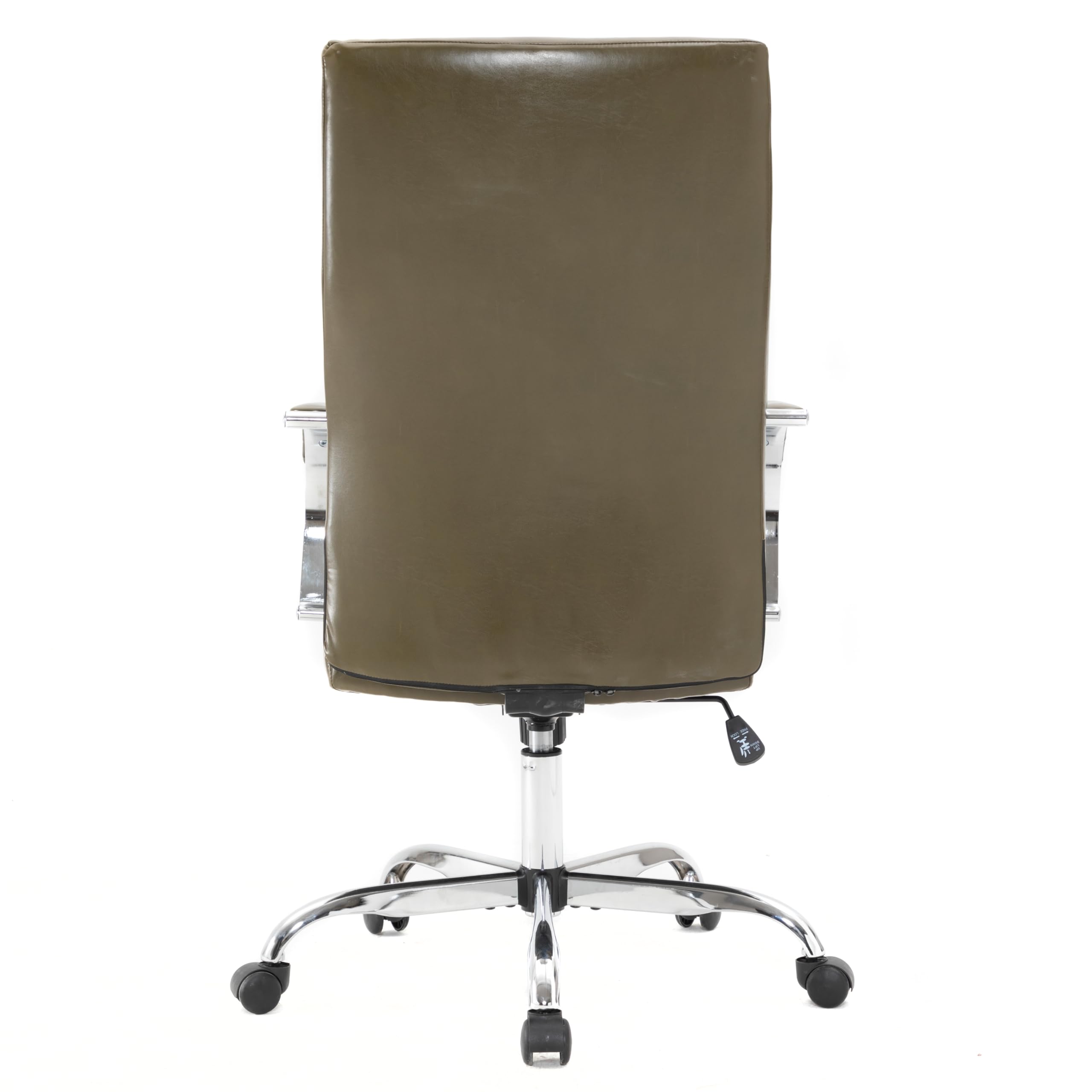 LeisureMod Sonora Modern High-Back Adjustable Office Chair - Genuine Leather, Height & Tilt Adjustment, 360° Swivel - Olive Green - Perfect for Conference Rooms & Home Offices