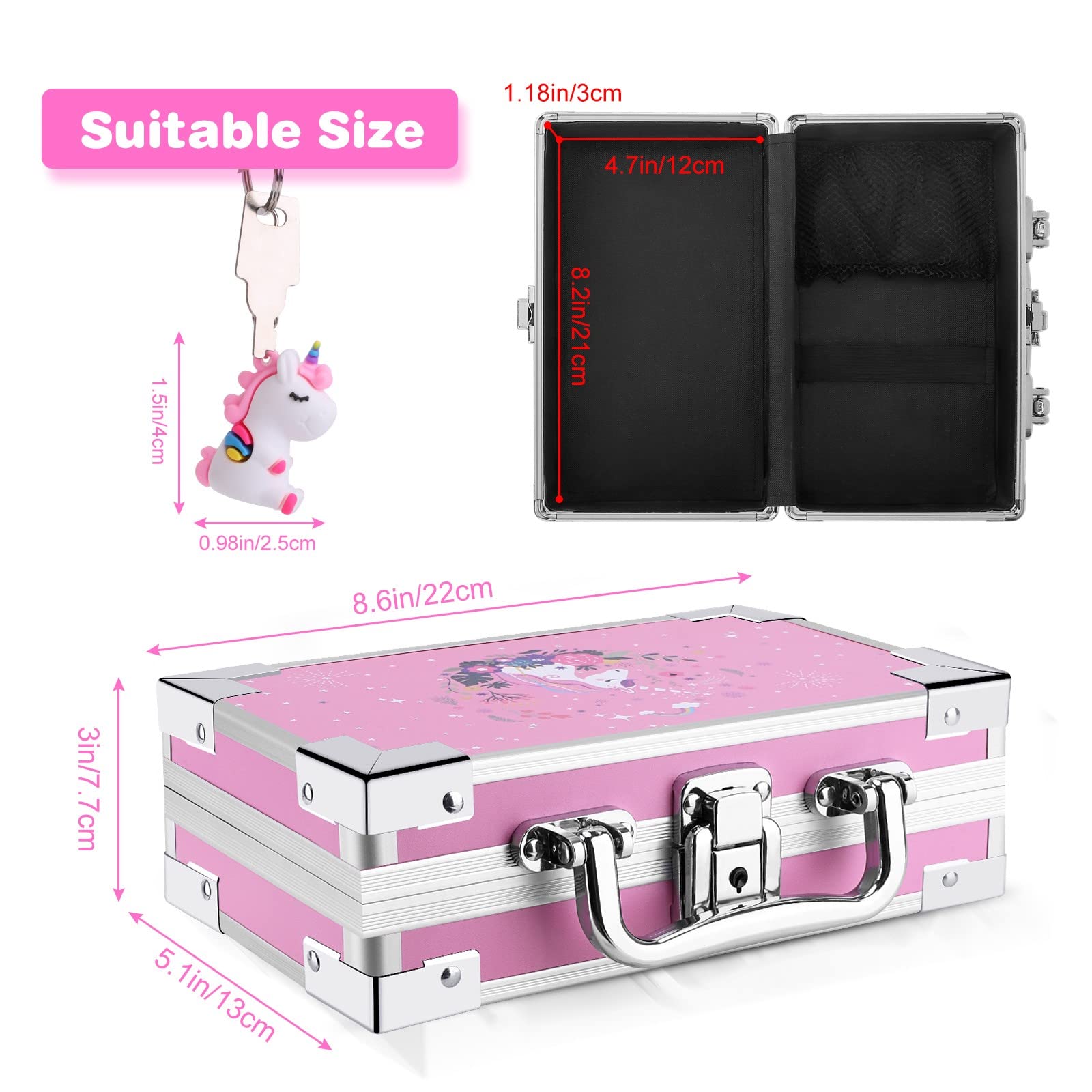Unicorn Pencil Case for Girls & Boys - Lockable School Supply Box with Portable Handle & Keychain - Cute Pink Unicorn Stationery Organizer - Perfect for Back to School, Classroom, Homework & Travel Gifts