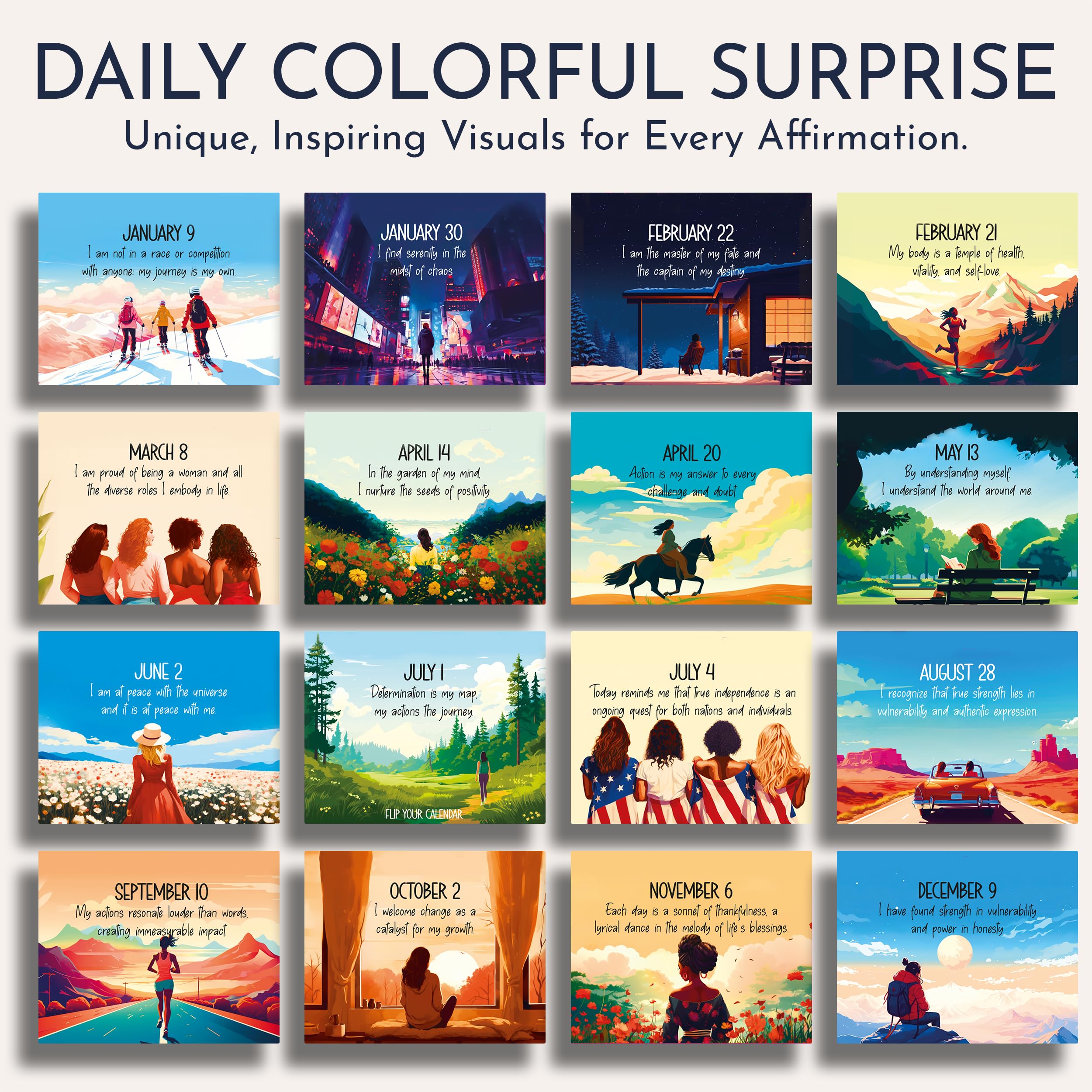 RYVE Daily Affirmation Calendar - Motivational Desk Calendar with 365 Positive Affirmations for Women | Inspirational Office Decor & Self-Care Gift for Women | Perfect for Home, Office, Meditation & Mindfulness Practice