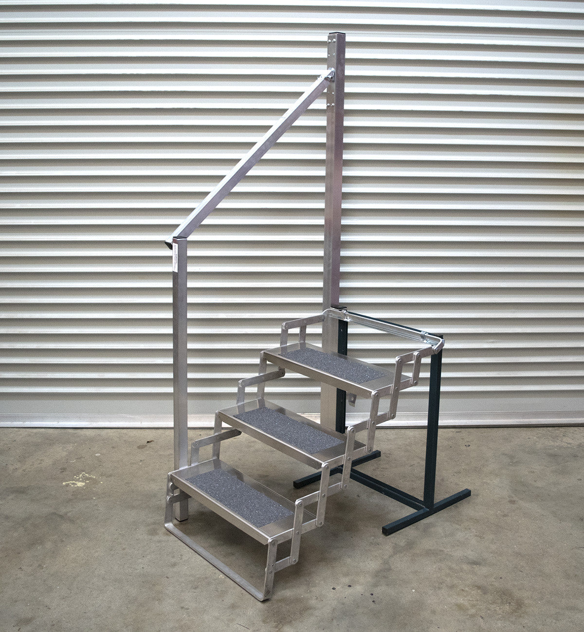 24 Inch Wide 3-Step Aluminum Folding Ladder - Lightweight Telescoping Scissor Stair for Home, Garage, and Warehouse Use