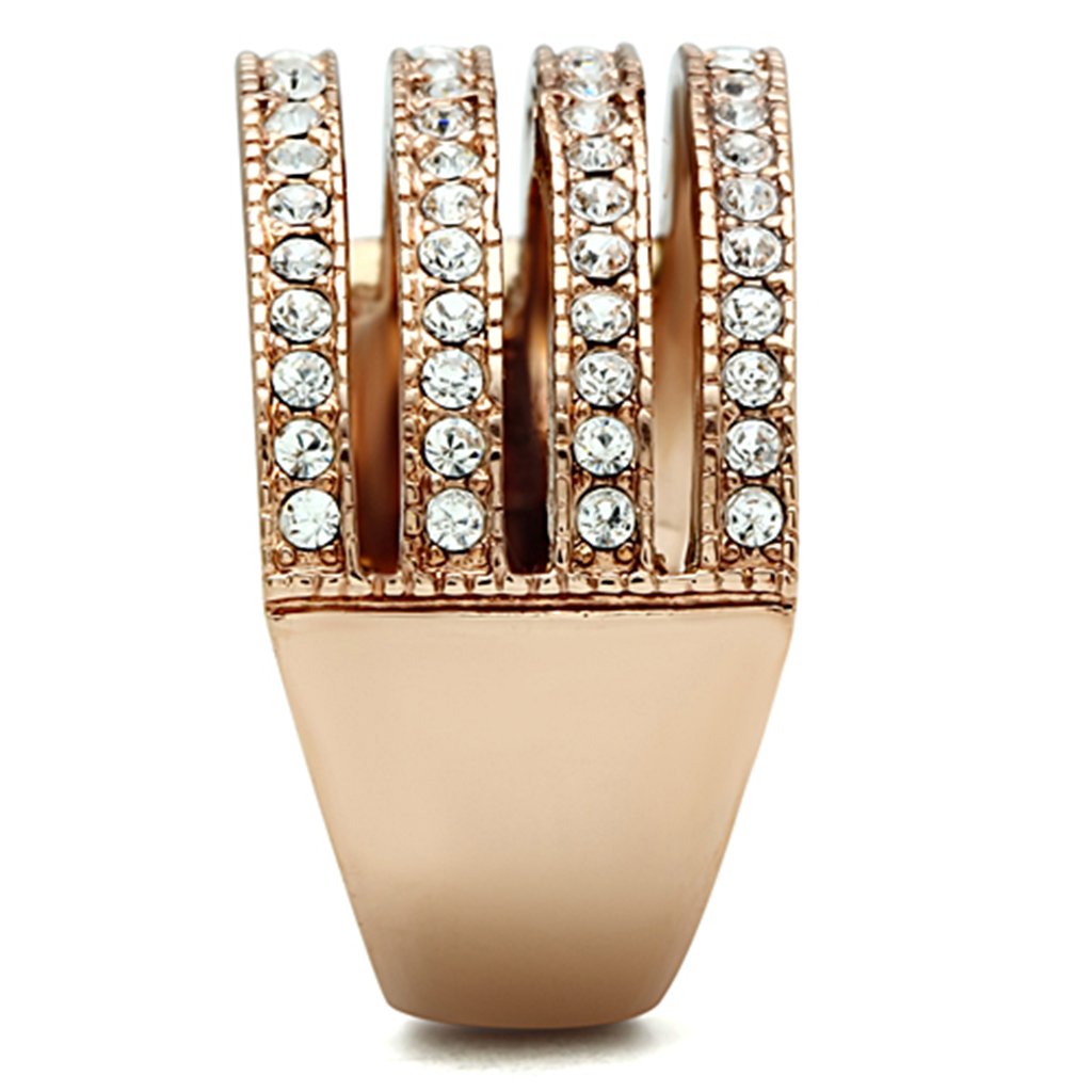 Rose Gold Stacked Pave CZ Ring for Women - Elegant Cubic Zirconia Fashion Jewelry - Perfect for Weddings, Parties & Everyday Wear