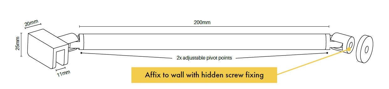 Adjustable Shower Screen Arm Bracket - Small Chrome Finish for Bathroom & Shower Enclosure - Perfect for Home Renovation and Modern Bathroom Upgrades