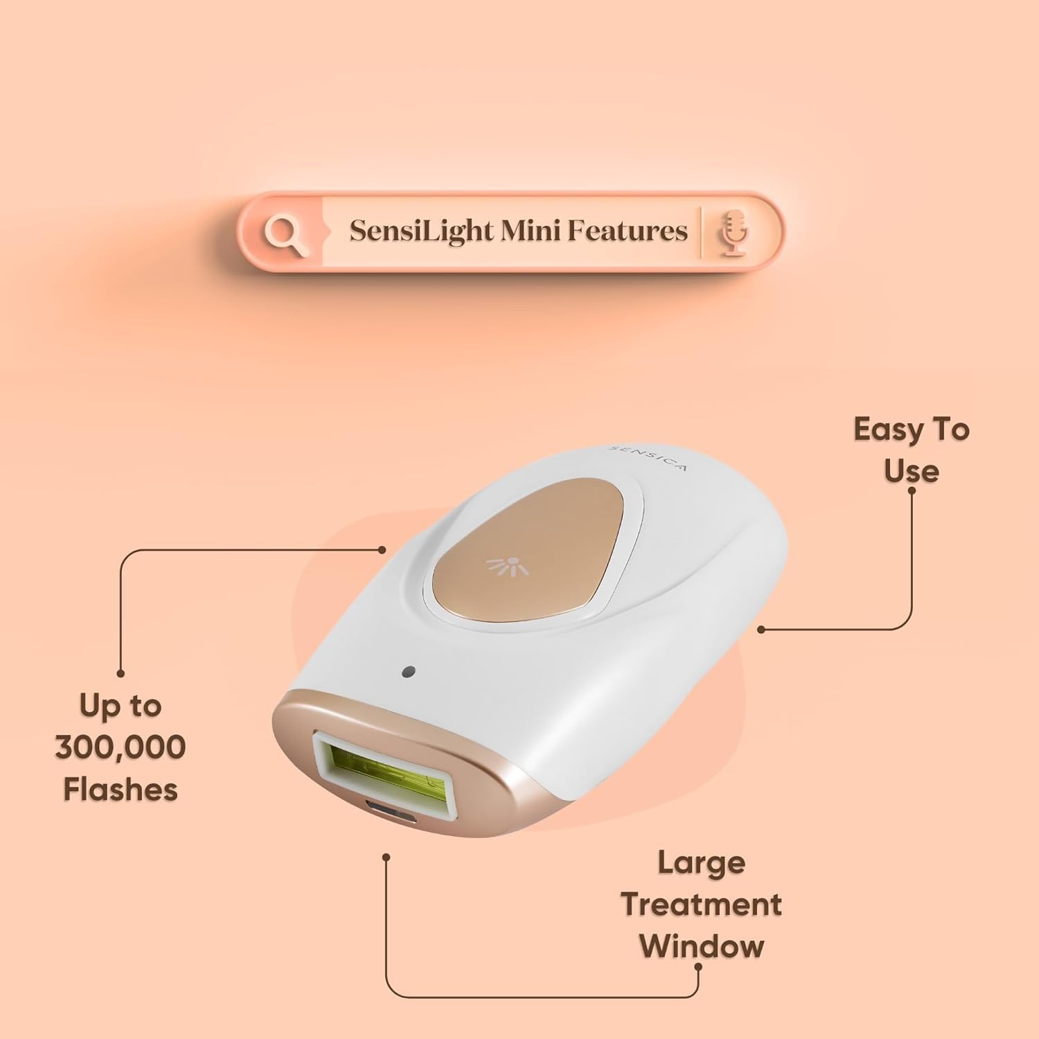 Sensica Sensilight Mini IPL Laser Hair Removal Device for Women & Men - Permanent Hair Remover for Body, Legs, Underarms, Bikini & Face - At-Home Hair Removal System with Professional Results - Perfect for Smooth Skin Before Beach Vacations, Weddings or Daily Use