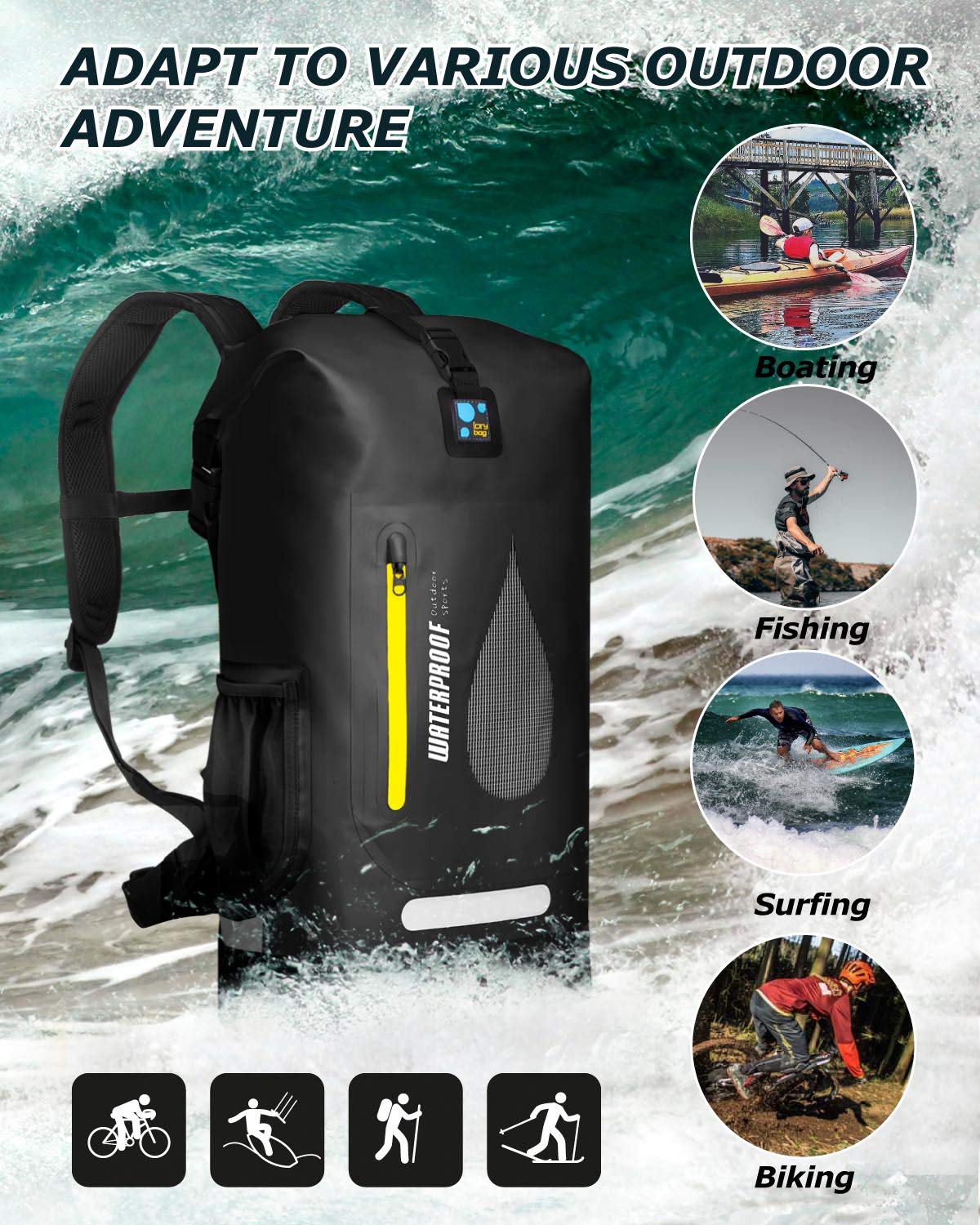 IDRYBAG Waterproof Dry Bag - Floating Marine Backpack for Kayaking, Swimming, Boating & Water Sports - Durable & Lightweight Waterproof Storage for Outdoor Adventures