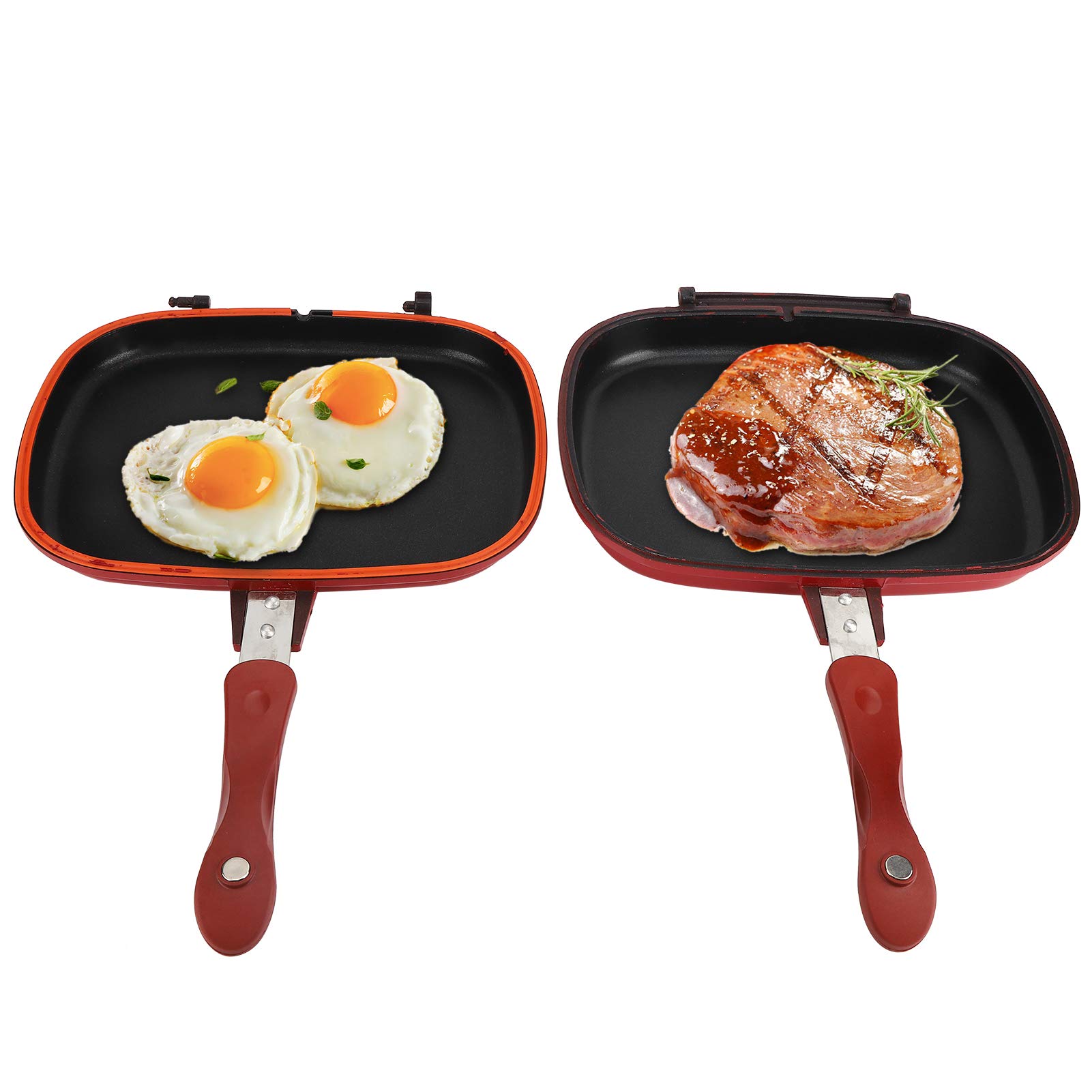 Haofy 28cm Double Sided Grill Pan - Nonstick Frying Pan for Pancakes, Omelettes, Toasties & Sandwiches - Perfect for Breakfast Cooking, Camping & Outdoor BBQ