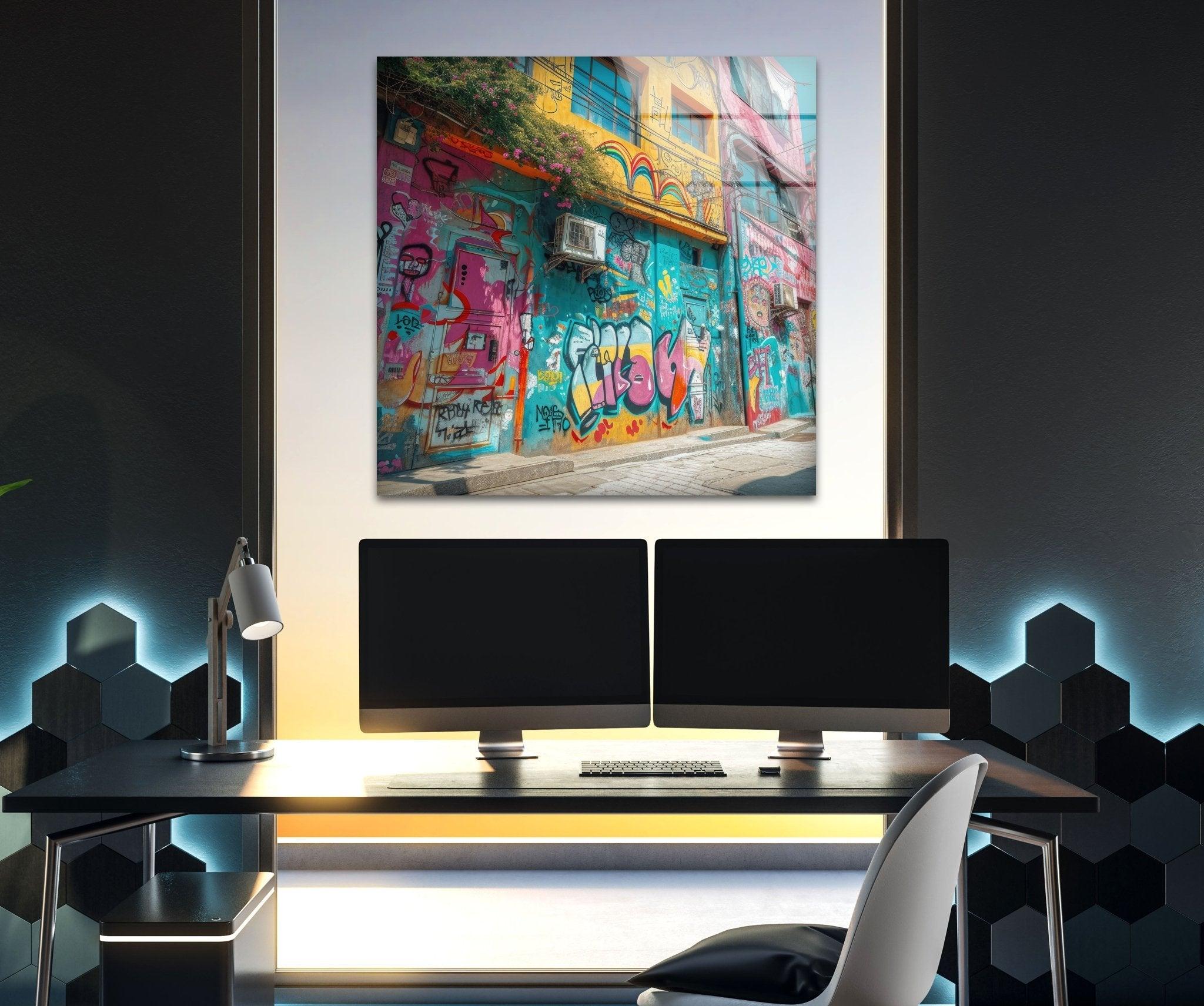 Banksy Graffiti Glass Wall Art - Modern Urban Street Art Decor for Living Room, Bedroom & Office - Unique Gift for Art Lovers