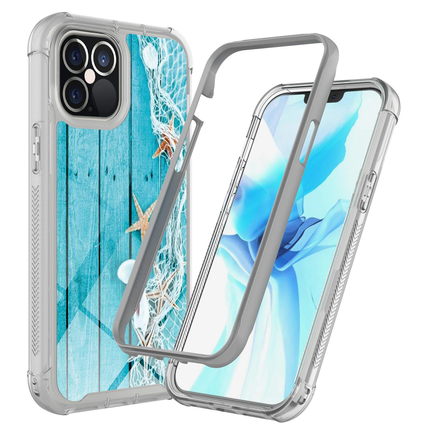 iPhone 12 Pro Case (6.1-Inch) - Rosebono Hybrid IMD Design, Anti-Scratch Fashion Silicone Cover with Cute Starfish Pattern | Perfect for Daily Protection & Style Enhancement