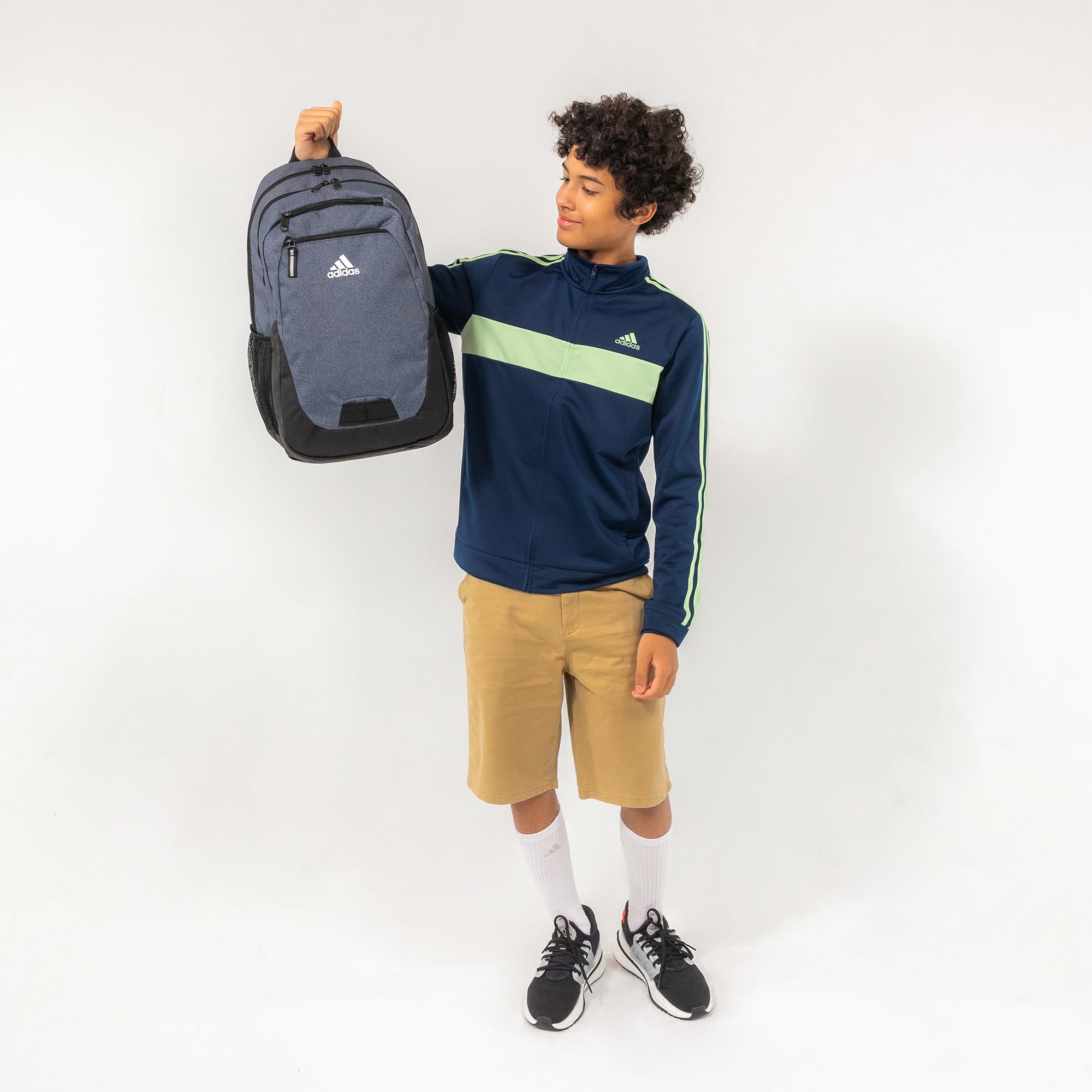 Adidas Foundation Backpack 38L - Durable Large School Backpack for Students, Laptop & Book Bag for Boys & Girls - Onix Grey/Black - Perfect for School, College, Travel & Sports