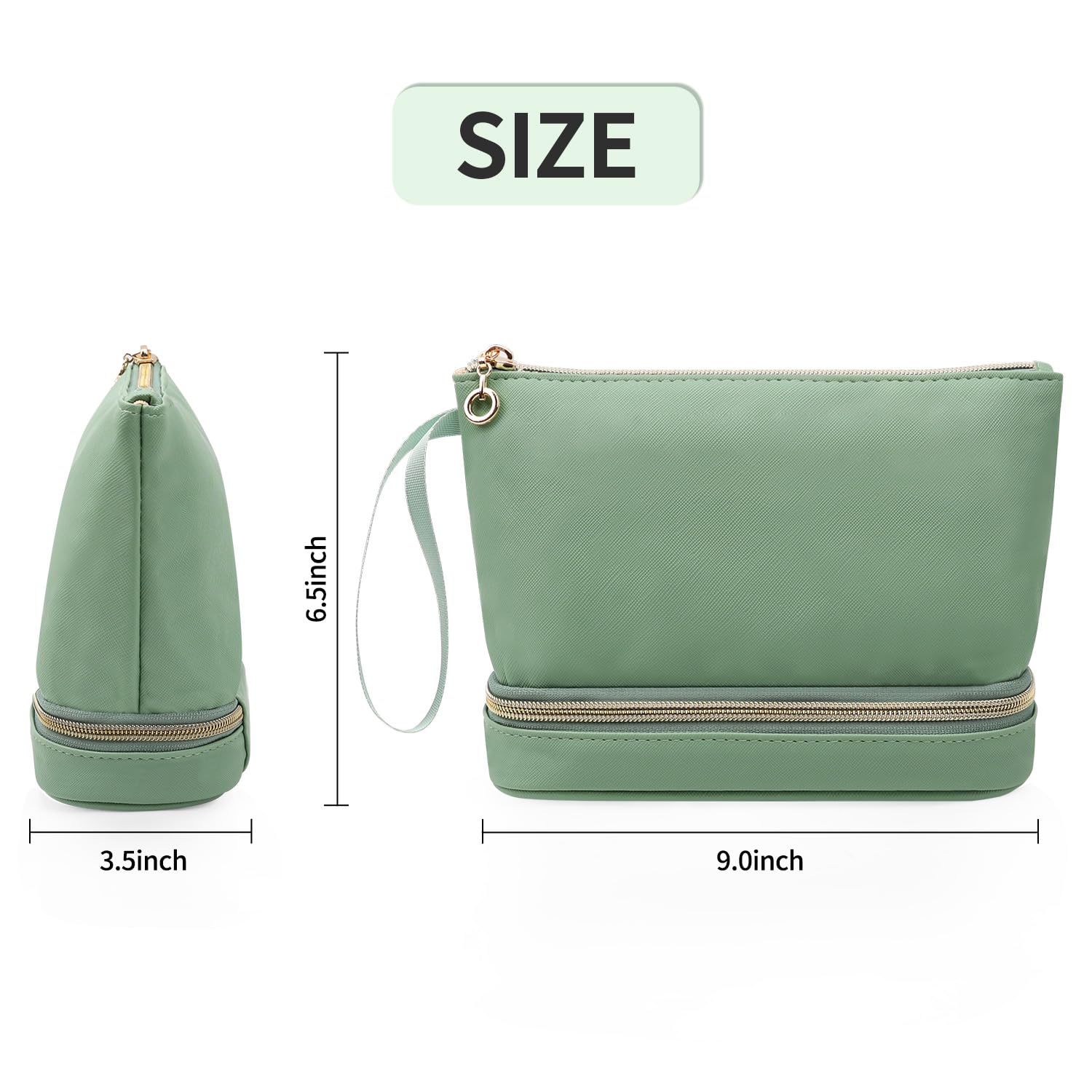 Ethereal Small Makeup Bag for Women - Double Layer Travel Cosmetic Organizer with Brush Pouch | Portable Waterproof Makeup Case for Travel, Gym & Daily Use