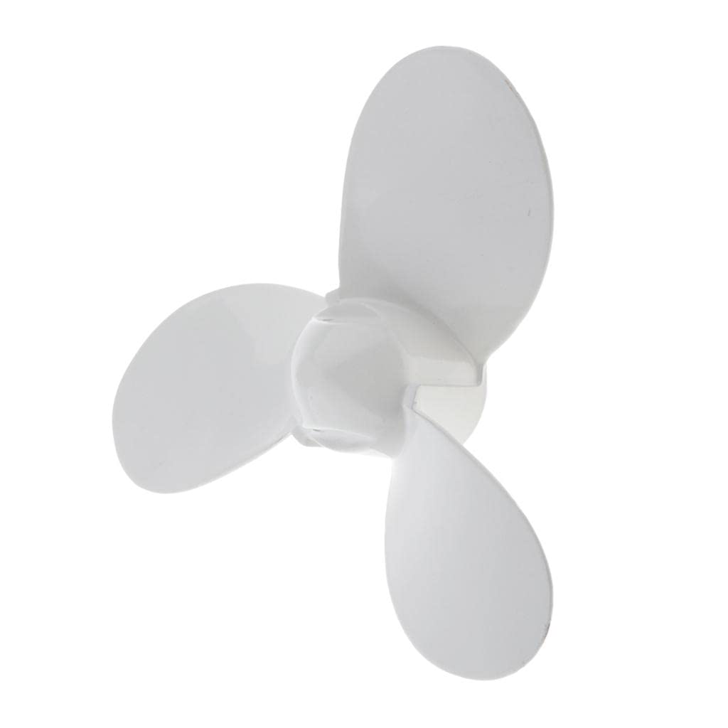 Milageto 3 Blade Boat Propeller - Outboard Motor Prop for 2 Stroke 3.6HP Engines - Durable Iron Construction - White Finish - Perfect for Fishing Boats, Small Watercraft & Marine Activities