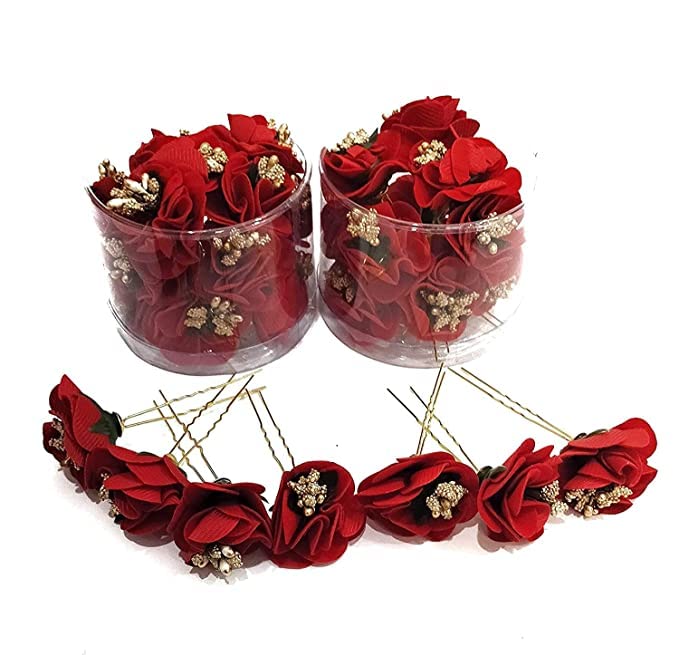 DROYALCREATIONS Rose Hair Pins - 12 Pack Metal Floral Bun Pins for Women & Girls | Vintage Hair Accessories for Weddings, Prom, Parties & Special Occasions
