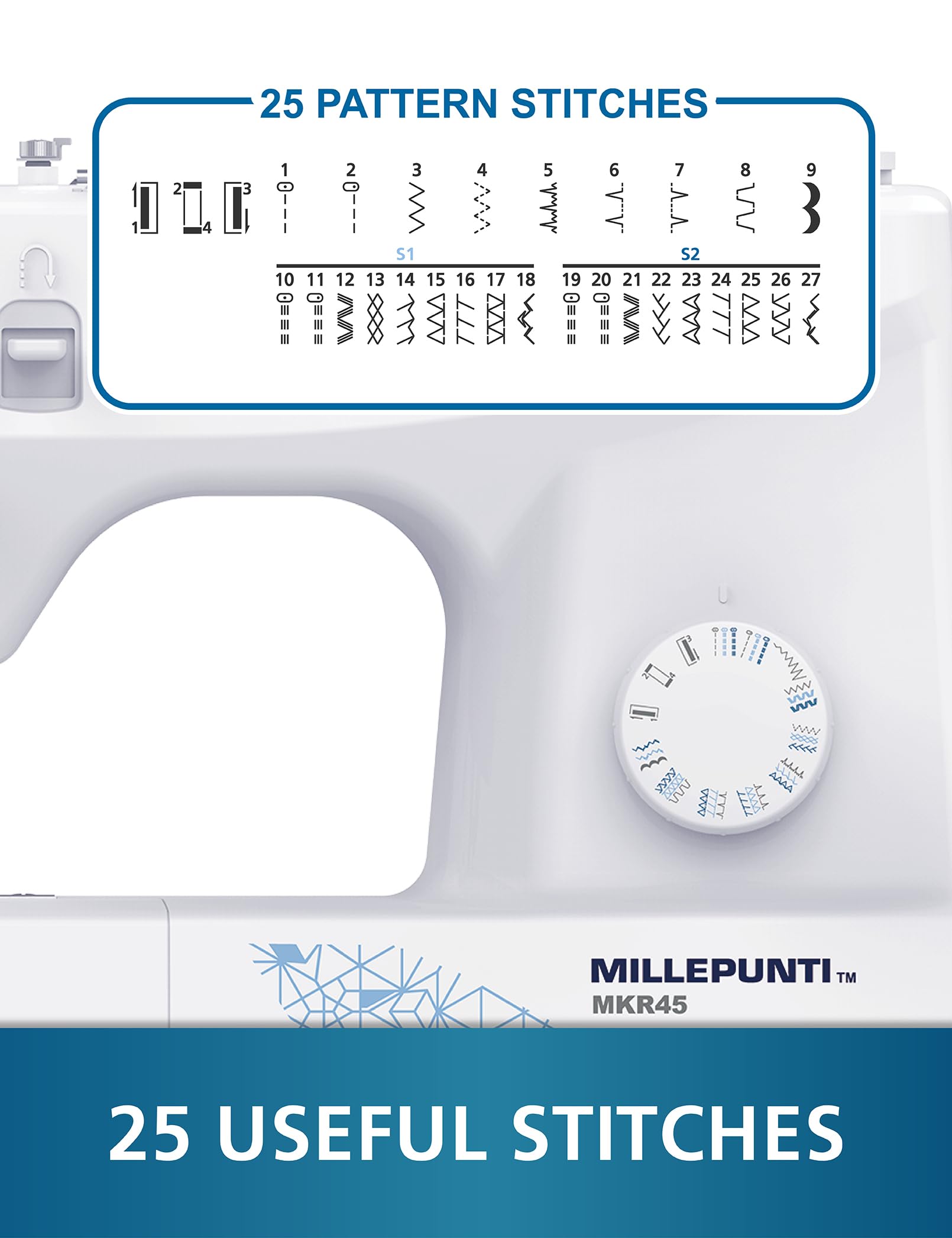 **MKR45 Sewing Machine for Beginners – 25 Stitches, 4 Presser Feet & Accessory Kit – Automatic Needle Threader & Bobbin Winder – Perfect for Quilting, Lightweight Fabrics & DIY Projects**