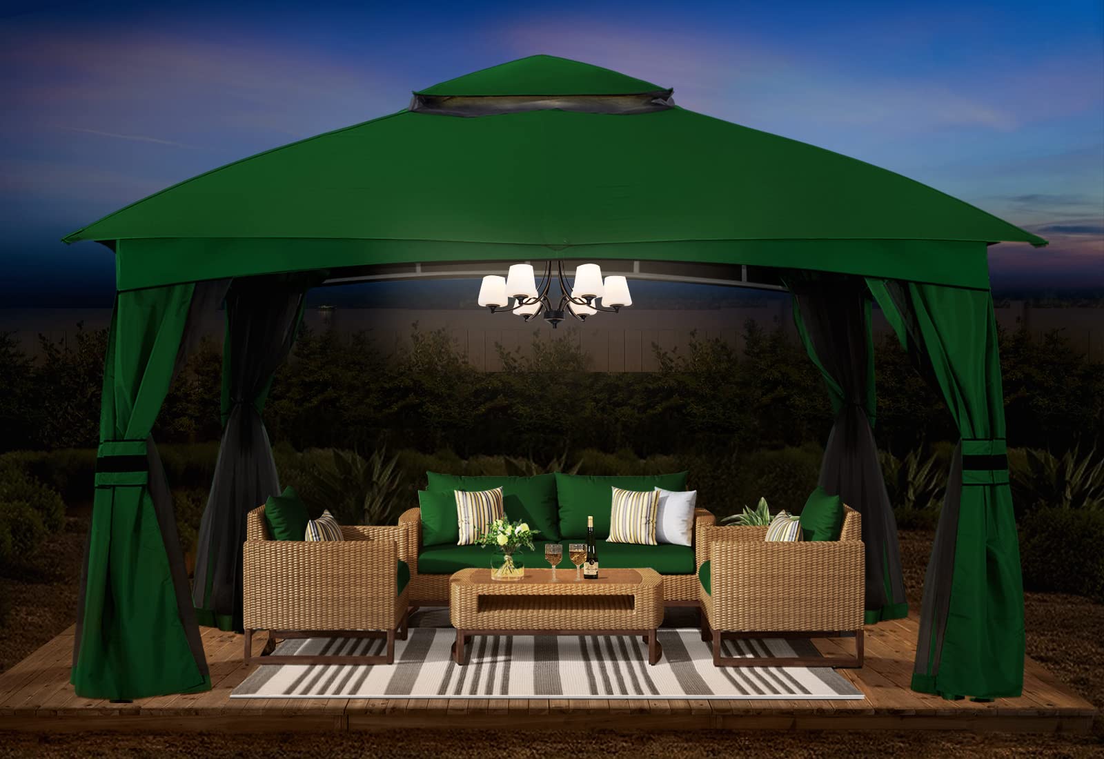 ABCCANOPY 10x12 Outdoor Gazebo with Mosquito Netting - Waterproof Patio Canopy for Shade & Rain Protection, Durable Garden Gazebo for Backyard, Deck, Lawn & Outdoor Parties (Forest Green)