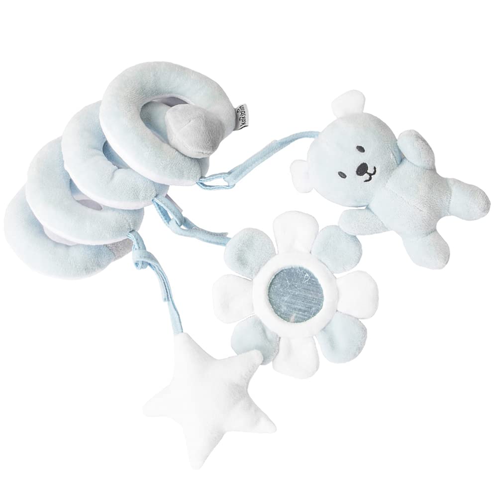**TOYANDONA Spiral Stroller Toy for Babies - Soft Plush Elephant Hanging Activity Toy for Crib, Cot, Pram & Car Seat - Sky Blue - Perfect for Newborns & Toddlers (Playtime, Sensory Development & Travel Entertainment)**