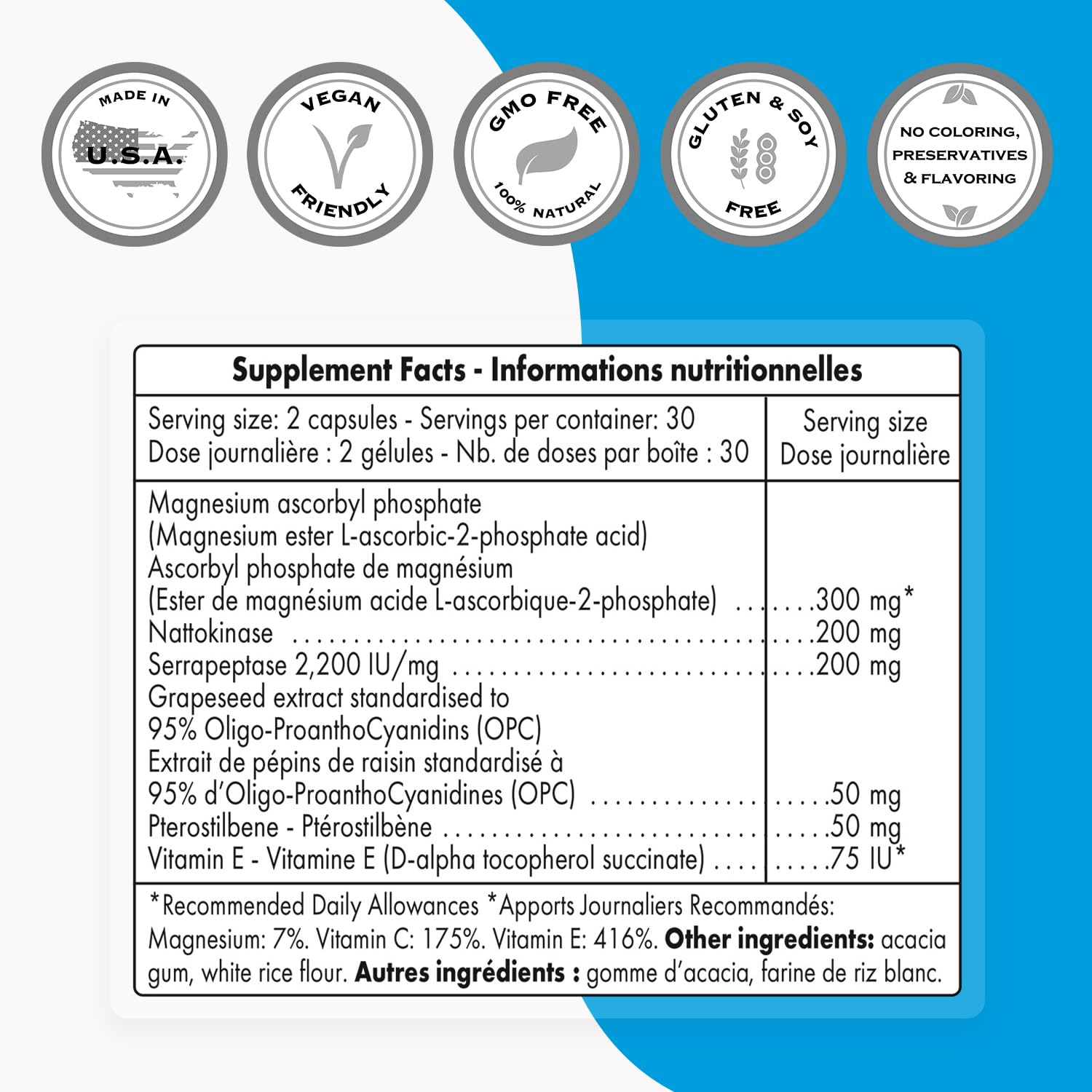 Supersmart - Advanced Formula Plasminogen Activator with Pterostilbene, Nattokinase, Serrapeptase & OPC | High Potency Antioxidant Supplement for Heart Health & Circulation | Non-GMO, Gluten Free | 60 Delayed Release Capsules | Supports Cardiovascular Wellness & Blood Flow