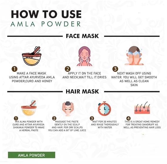 Kinzaq Herbal Amla Hair Powder & Multani Mitti Powder for Skin, Hair & Face Cleansing (Combo Pack 100g Each) - Natural Ayurvedic Beauty Treatment for Glowing Skin & Healthy Hair Growth