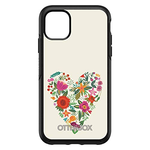 Spring Collection - Floral Heart Green Red On Black Case