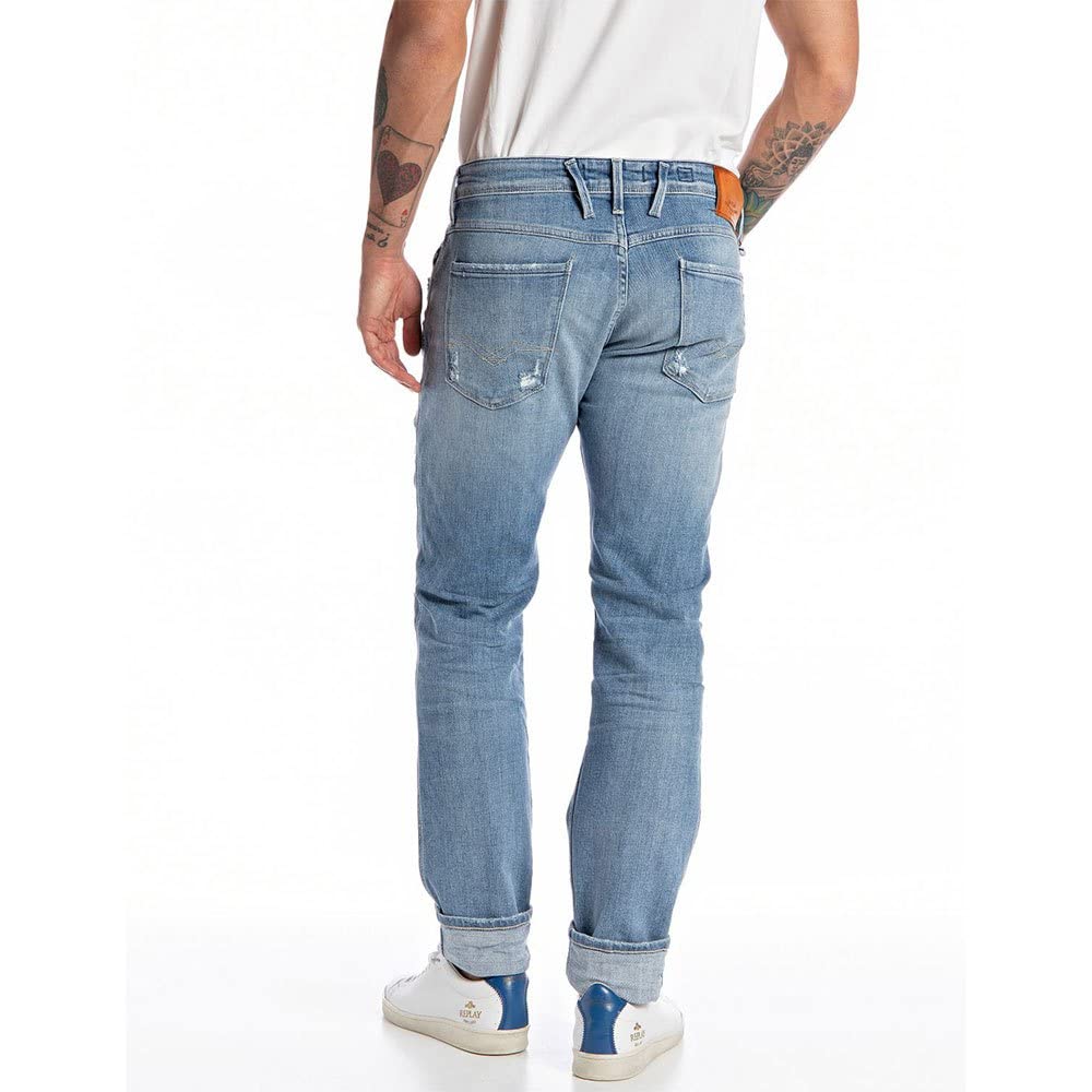 Replay Anbass Vintage Distressed Men's Jeans - Classic Slim Fit Denim Pants for Casual Wear & Everyday Style