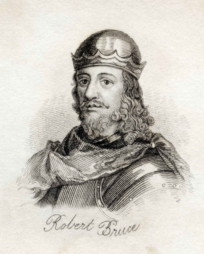 Robert the Bruce King of Scots 1274-1329 Historical Poster Print | Large 26x32 Inch | Vintage Book Crabbs Historical Dictionary 1825 | Home & Office Wall Decor
