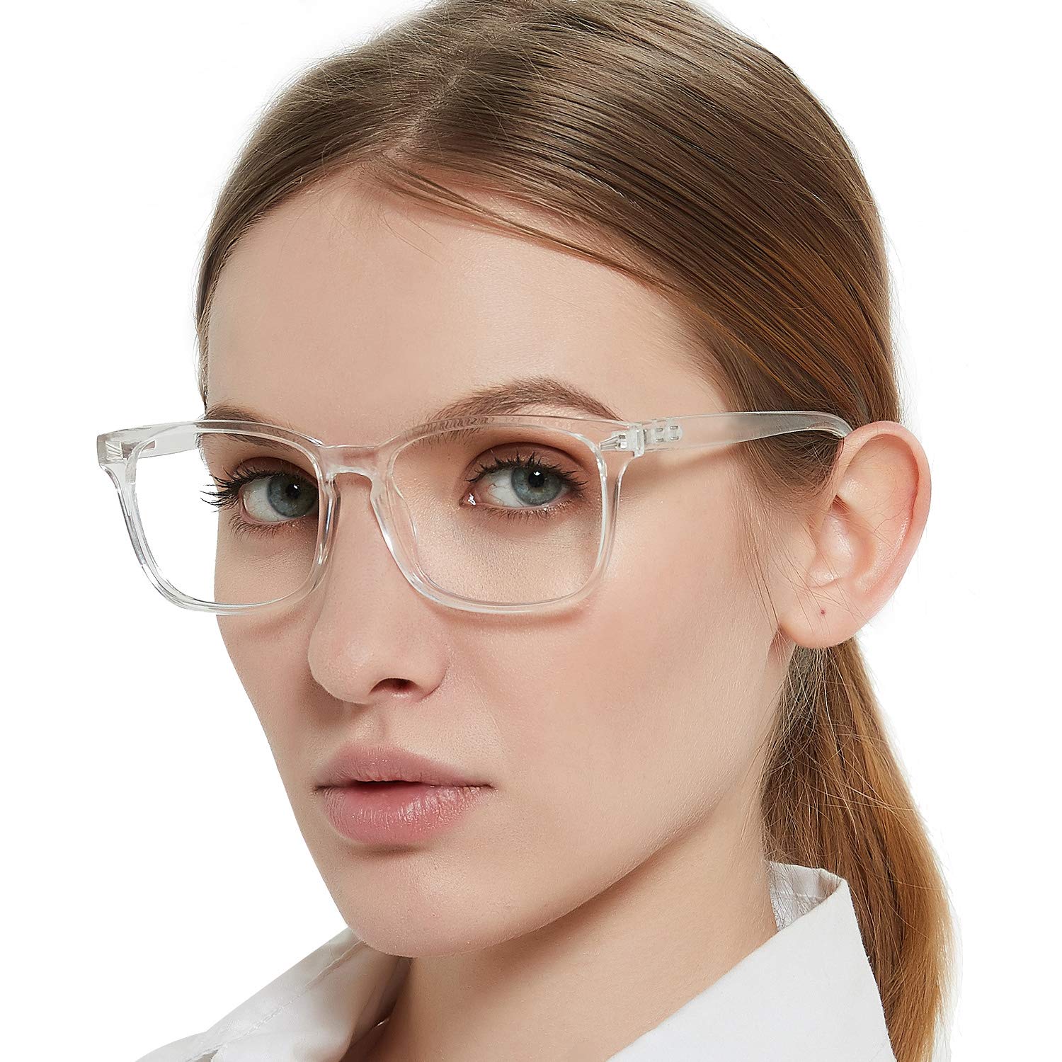 MARE AZZURO Blue Light Blocking Reading Glasses for Women - Anti Eyestrain Computer Glasses with Magnification 0 to 6.0 (Transparent Frame, 1.50 Strength) - Perfect for Office Work, Screen Time & Digital Eye Strain Relief