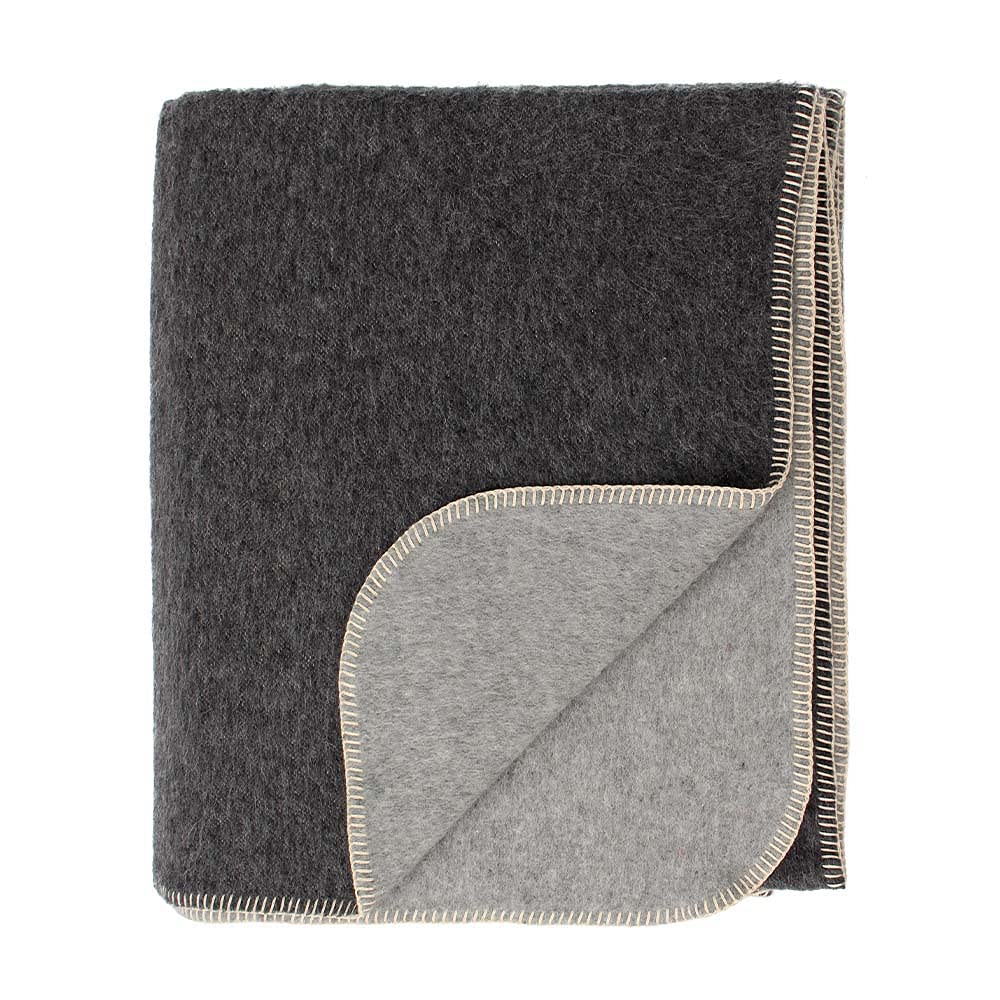 Premium Thick Alpaca Wool Blanket - Heavyweight Warm Winter Blanket for Camping, Hiking & Home Use | Ultra Soft Peruvian Alpaca Throw for Bed, Couch & Outdoor Adventures (Dark Gray/Soft Gray, King Size)