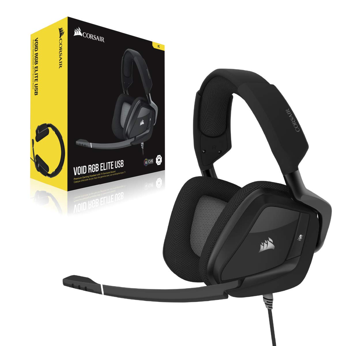 Corsair VOID ELITE RGB USB Gaming Headset & K55 RGB PRO Wired Gaming Keyboard Combo - Black | PC, PS4, Xbox One | Immersive Gaming & Streaming Experience