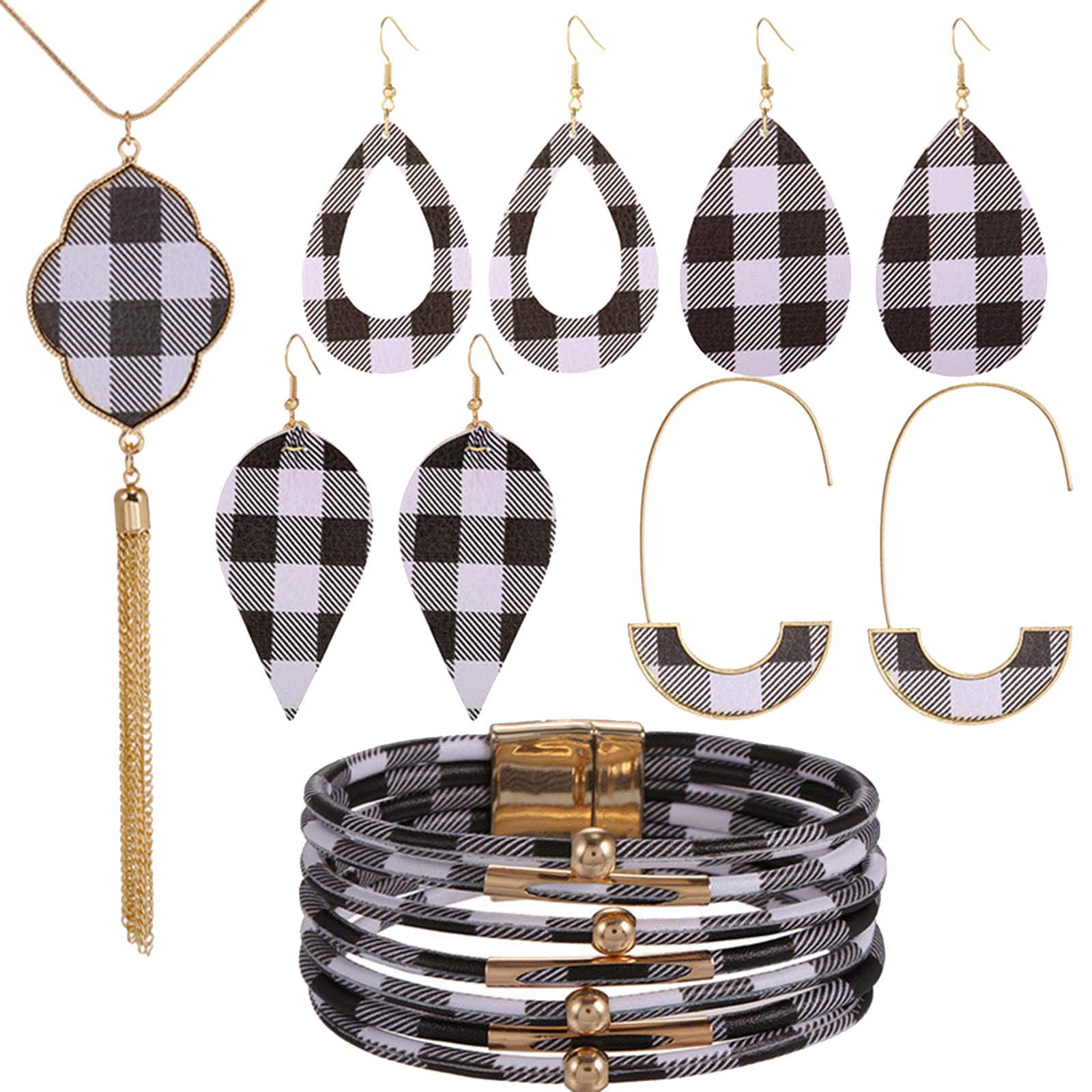 Kingwo 10-Piece Jewelry Set for Women - Heart Pendant Necklace, 4 Pairs of Earrings, 2 Bracelets | Perfect Anniversary, Birthday Gift for Her, Wife, Girlfriend | Great for Date Nights, Weddings, Parties & Special Occasions