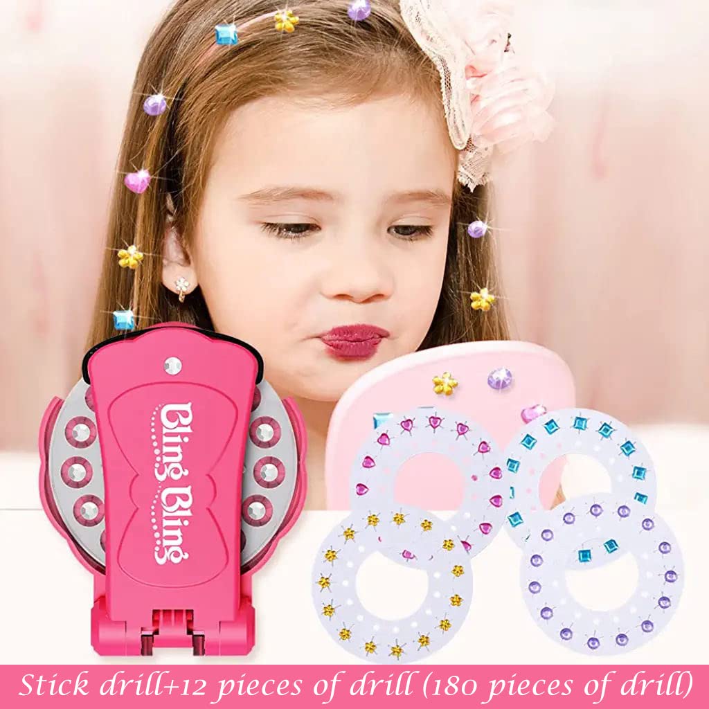 MAYCREATE® Hair Gem Stapler Kit with 180pcs Rhinestones - Quick & Safe Hair Gems Stamper for Women & Girls - Bling Hair Accessories for Parties, Birthdays, Prom & Special Occasions