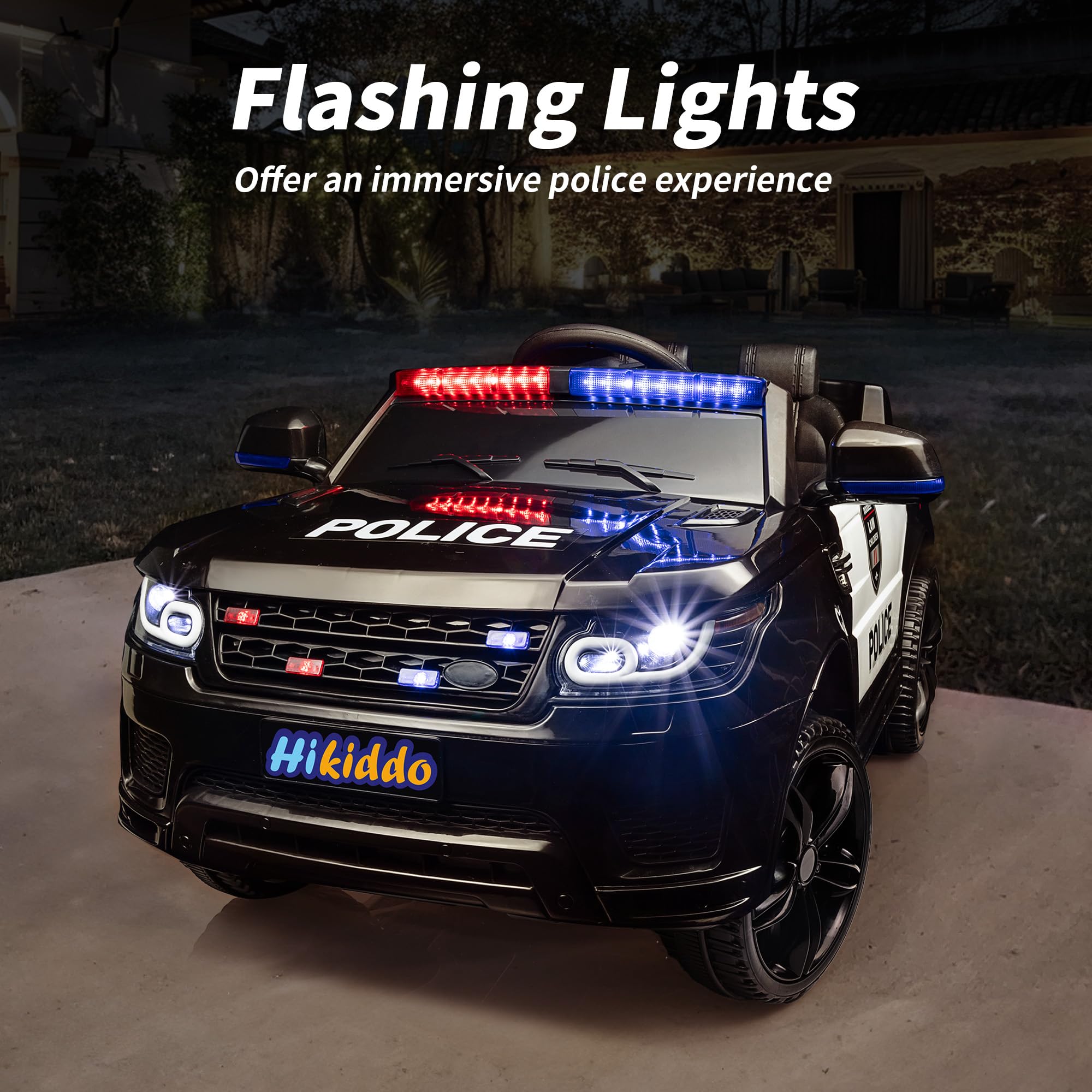 24V Electric Police Ride-On Toy Car for Kids with Remote Control, 400W Motor & 5mph Max Speed - Black | Outdoor Play, Birthday Gift, Pretend Play for Toddlers & Children