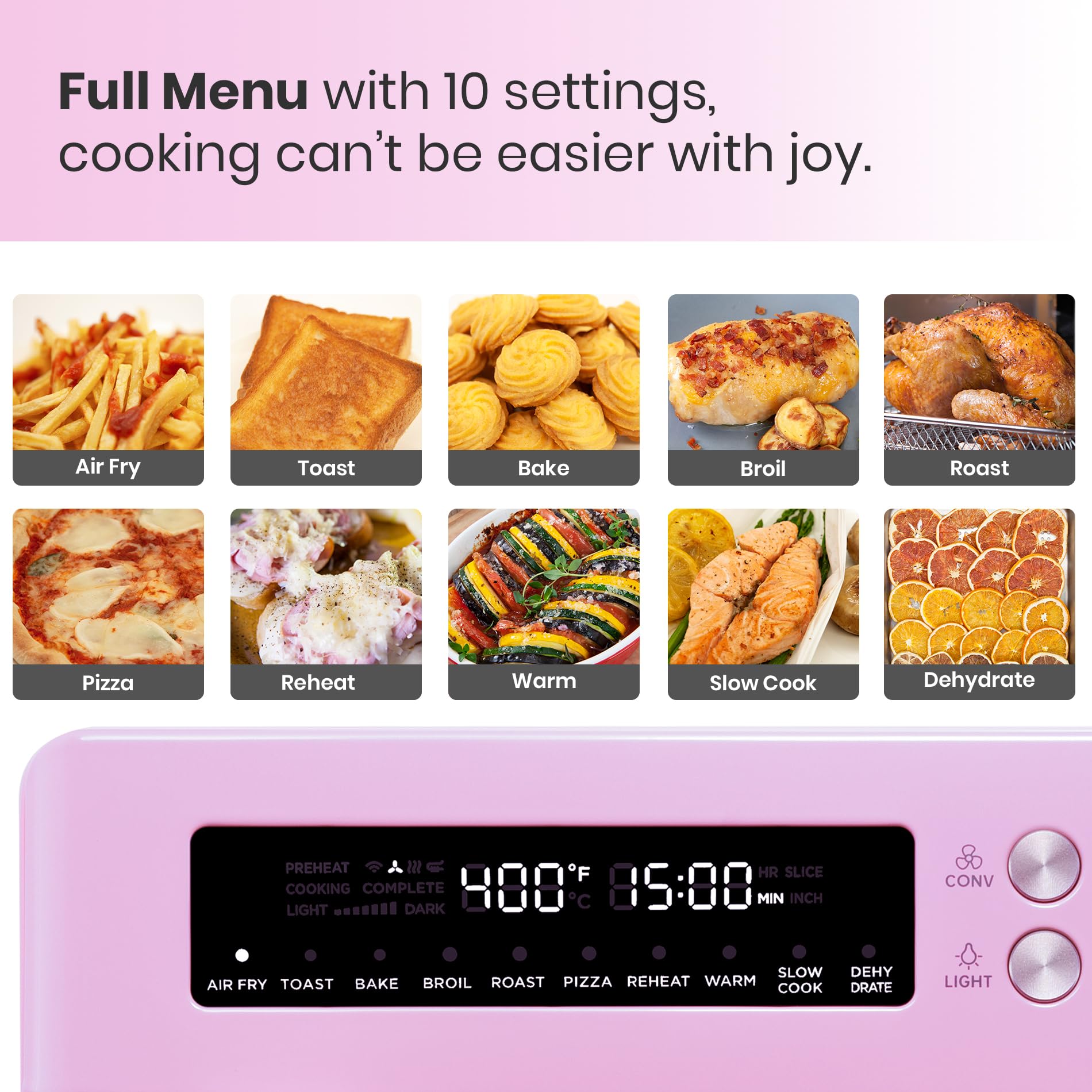 **Retro Style 10-in-1 Infrared Heating Air Fryer Toaster Oven – Extra Large 6-Slice Countertop Convection Oven with Enamel Baking Pan & Recipe Book – Easy Clean, Classic Pink – Perfect for Baking, Roasting & Air Frying at Home**