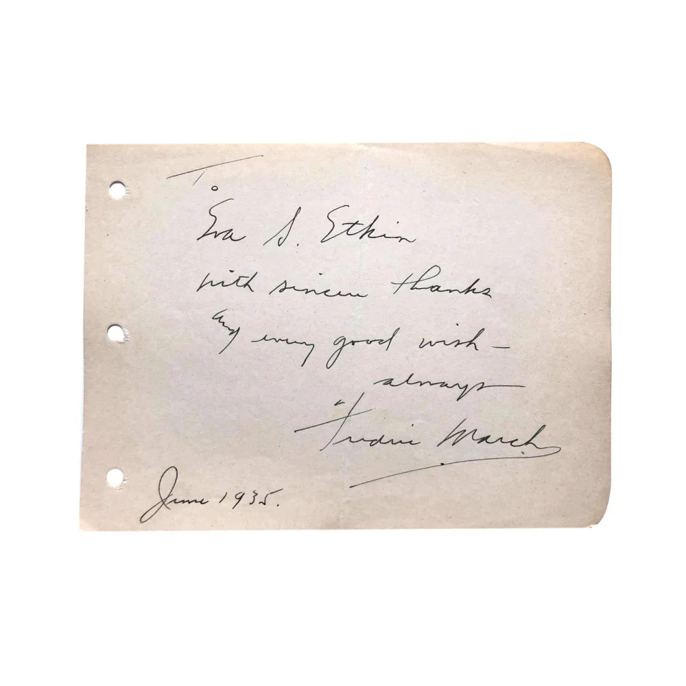 Fredric March Hand Signed Autograph Album Page Cut - JSA COA Certified - Inherit the Wind Actor Memorabilia - Perfect for Collectors, Fans & Framed Display