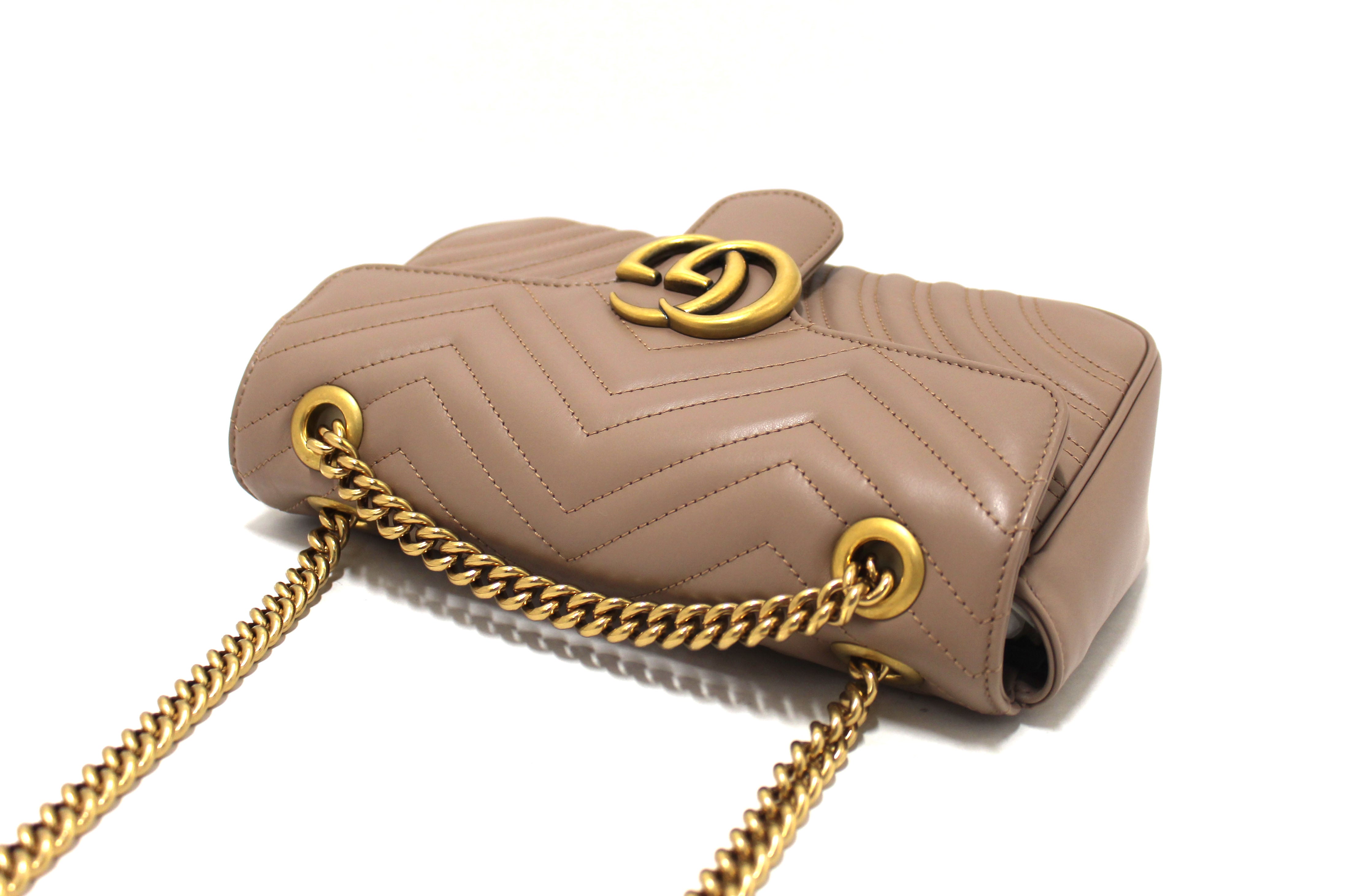 Authentic Gucci Marmont Matelassé Chevron Leather Shoulder Bag with Porcelain Rose Design - Luxury Crossbody Purse for Women, Perfect for Date Night & Evening Events
