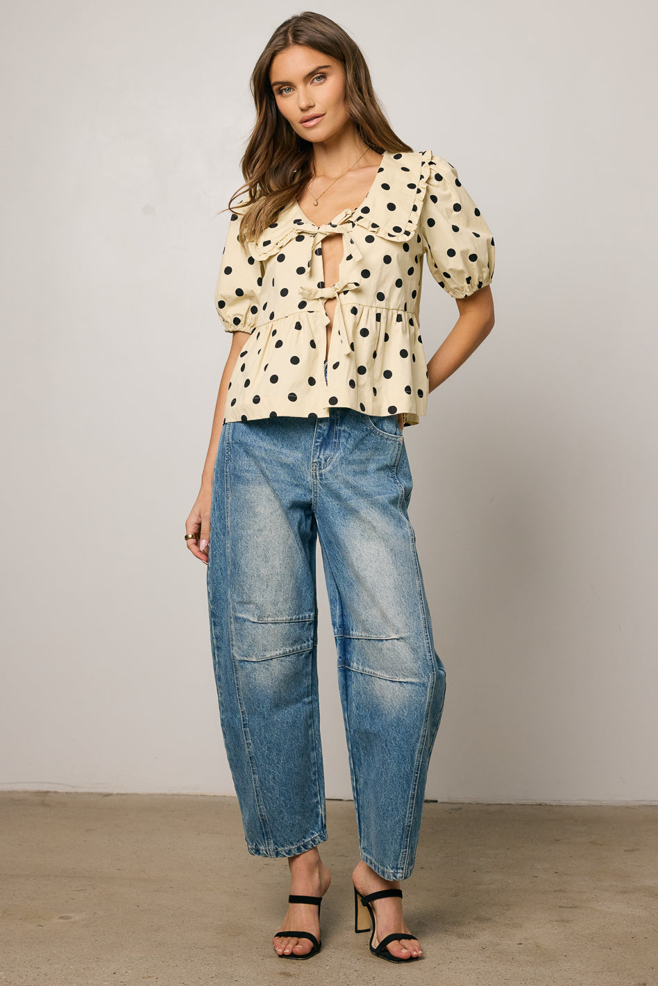 Lisette Women's Medium Wash Barrel Jeans - High Waist Slim Fit Denim Pants for Casual & Work Wear