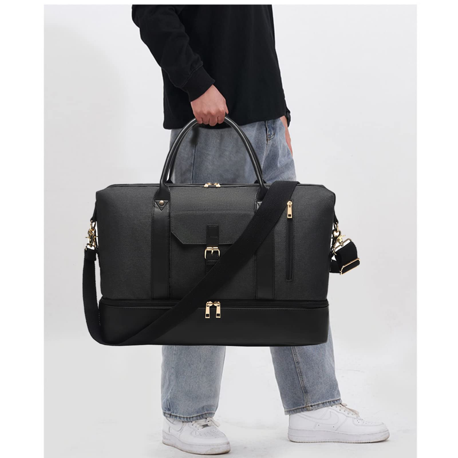 Stylish Weekender Bags for Women & Men - Large Travel Duffle Bag with Easy Packing Organization - Perfect for Business Trips, Gym, Weekend Getaways & Overnight Stays