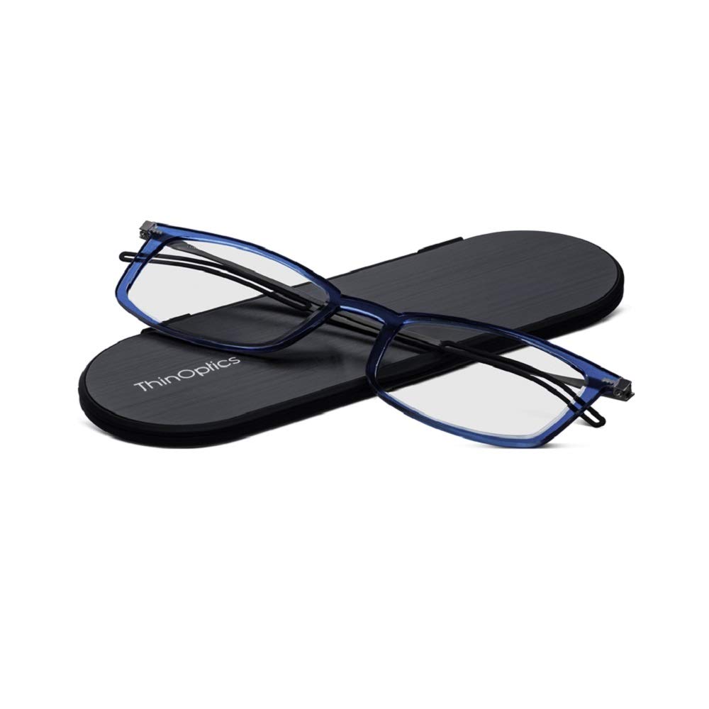 ThinOptics Frontpage Brooklyn Reading Glasses - Lightweight Readers with Milano Aluminum Case for Men & Women | Perfect for Reading, Travel, and Everyday Use