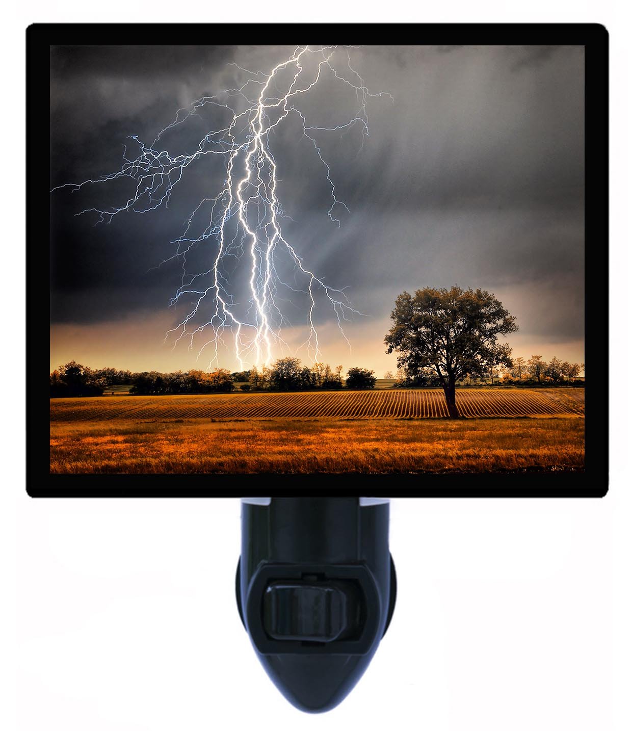 Stormy Weather LED Night Light - Lightning Over Field Rain Scene for Kids & Adults - Perfect for Bedroom, Nursery, or Relaxation