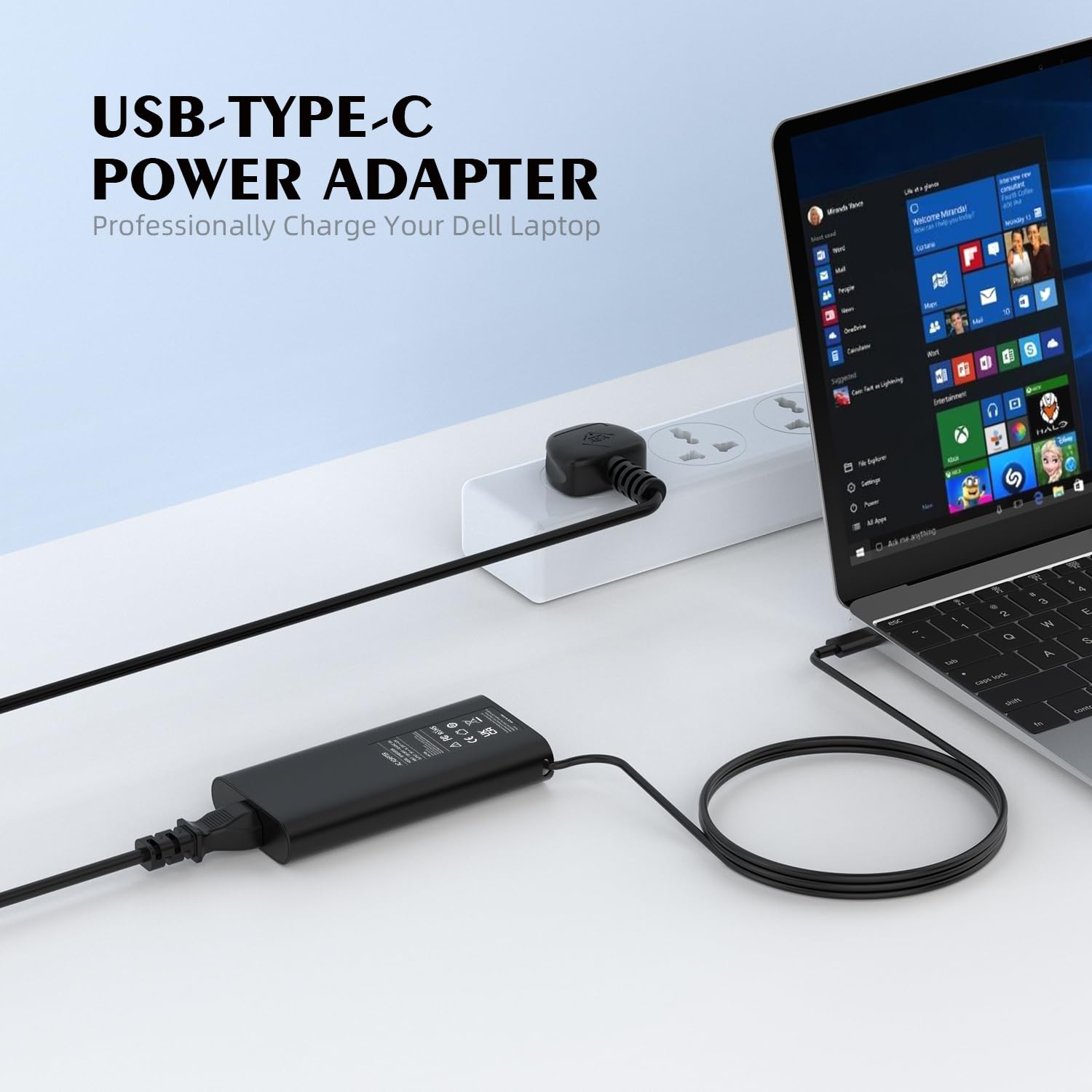 130W USB C Laptop Charger for Dell XPS 15/17 & Precision Series - 20V 6.5A Type C Power Adapter with Fast Charging - Perfect for Home, Office and Travel Use