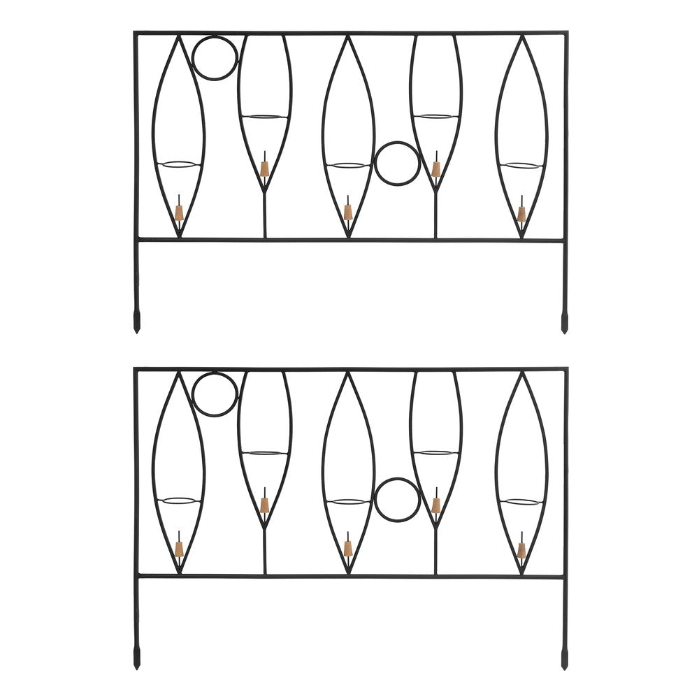 Vinifera Fence Sections - Pack of 2 Elegant Wine Bottle Garden Border for Outdoor Decor, Vineyard Themed Yard Edging, DIY Landscape Design