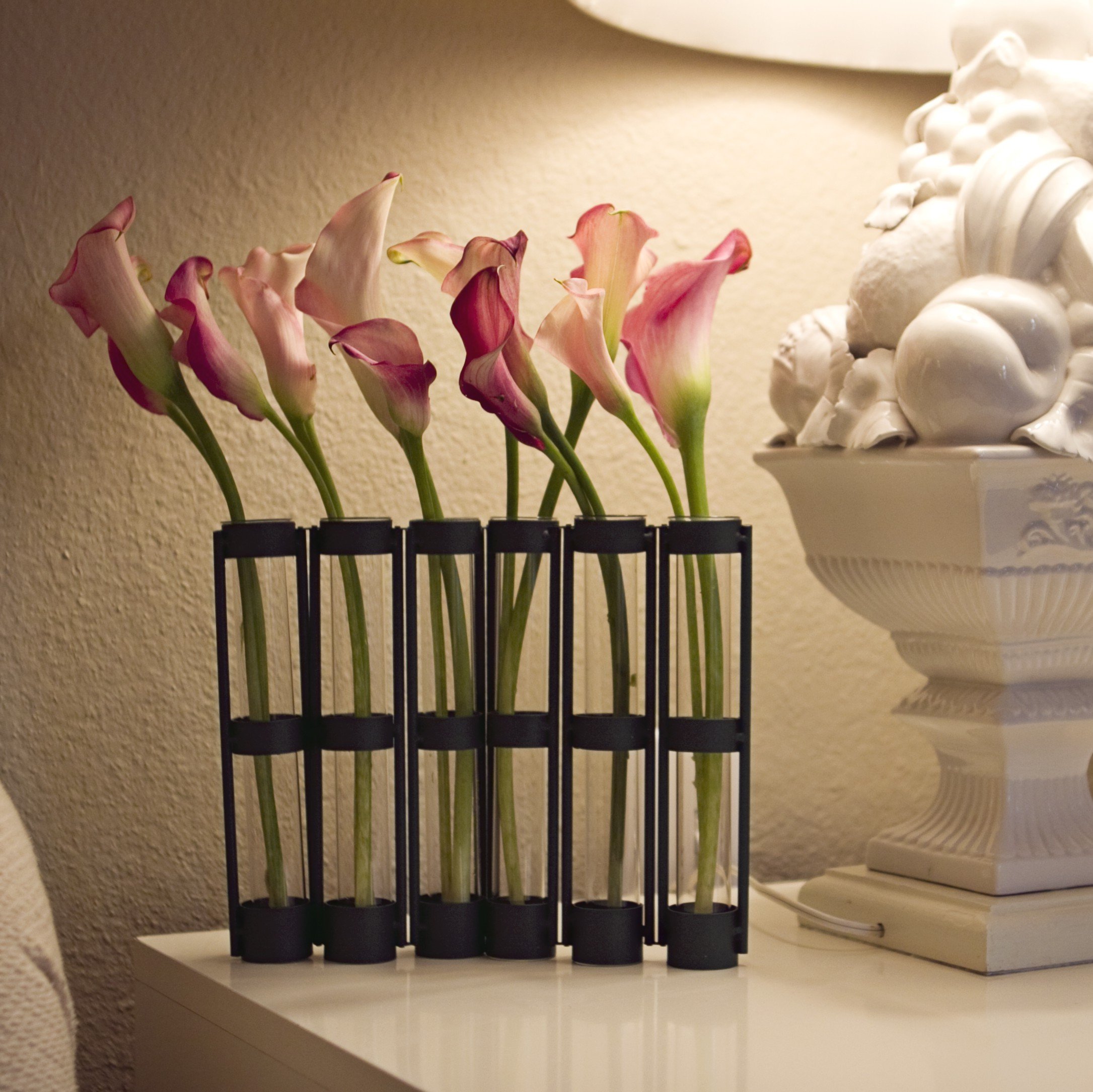 Rustic Six Tube Hinged Bud Vase by Danya B. - Elegant Floral Arrangement Centerpiece for Weddings, Home Decor, and Farmhouse Style