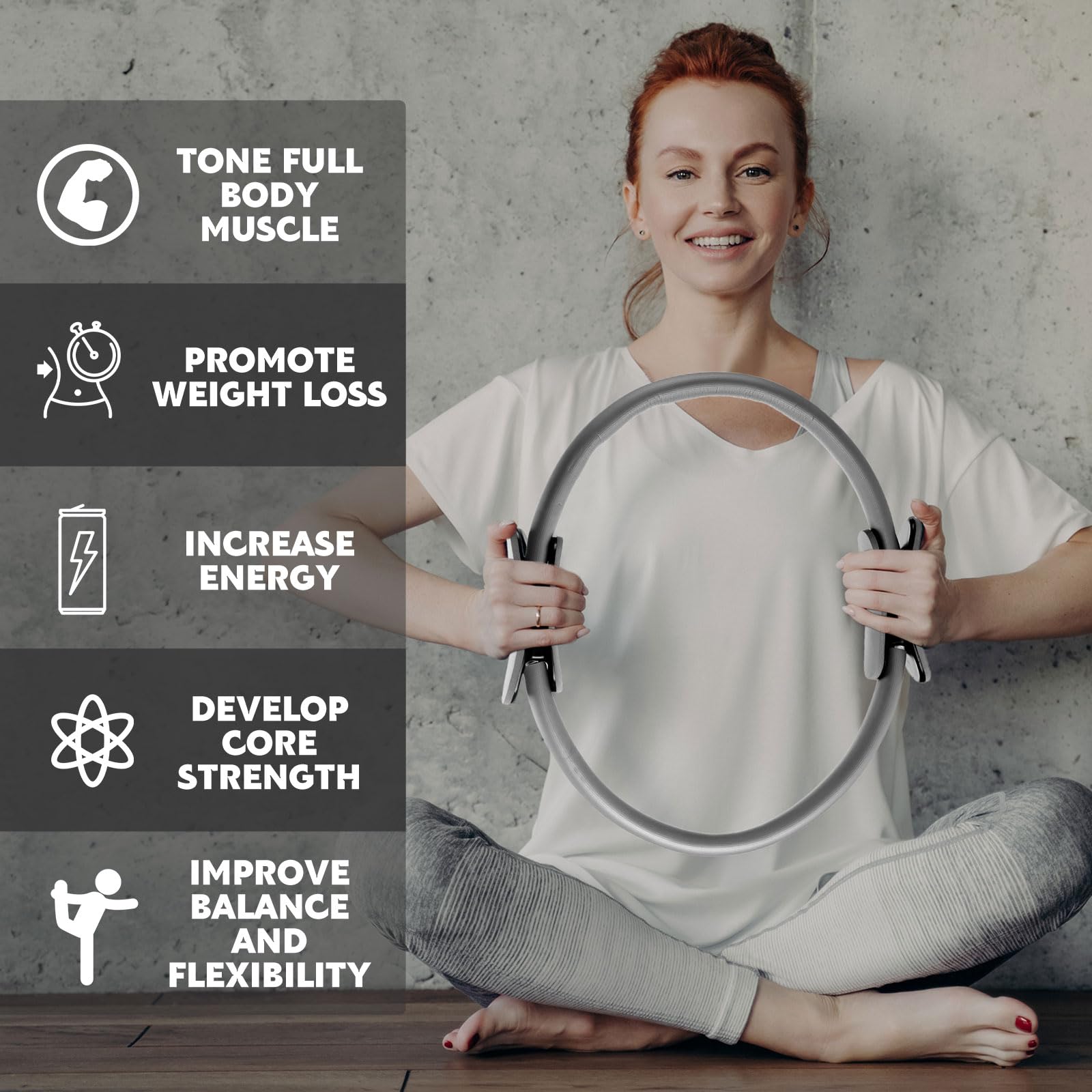 Syhood 11.81 Inch Pilates Ring - Lightweight Flexible Yoga Circle for Fitness, Physical Therapy & Resistance Training - Tone Arms & Legs - Perfect for Home Workouts, Gym & Rehabilitation Exercises