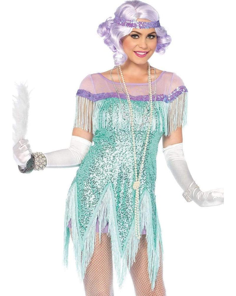 1920s Aqua Foxtrot Flapper Dress - Vintage Flirt Costume for Women - Perfect for Roaring 20s Party, Gatsby Theme Event & Halloween Costume